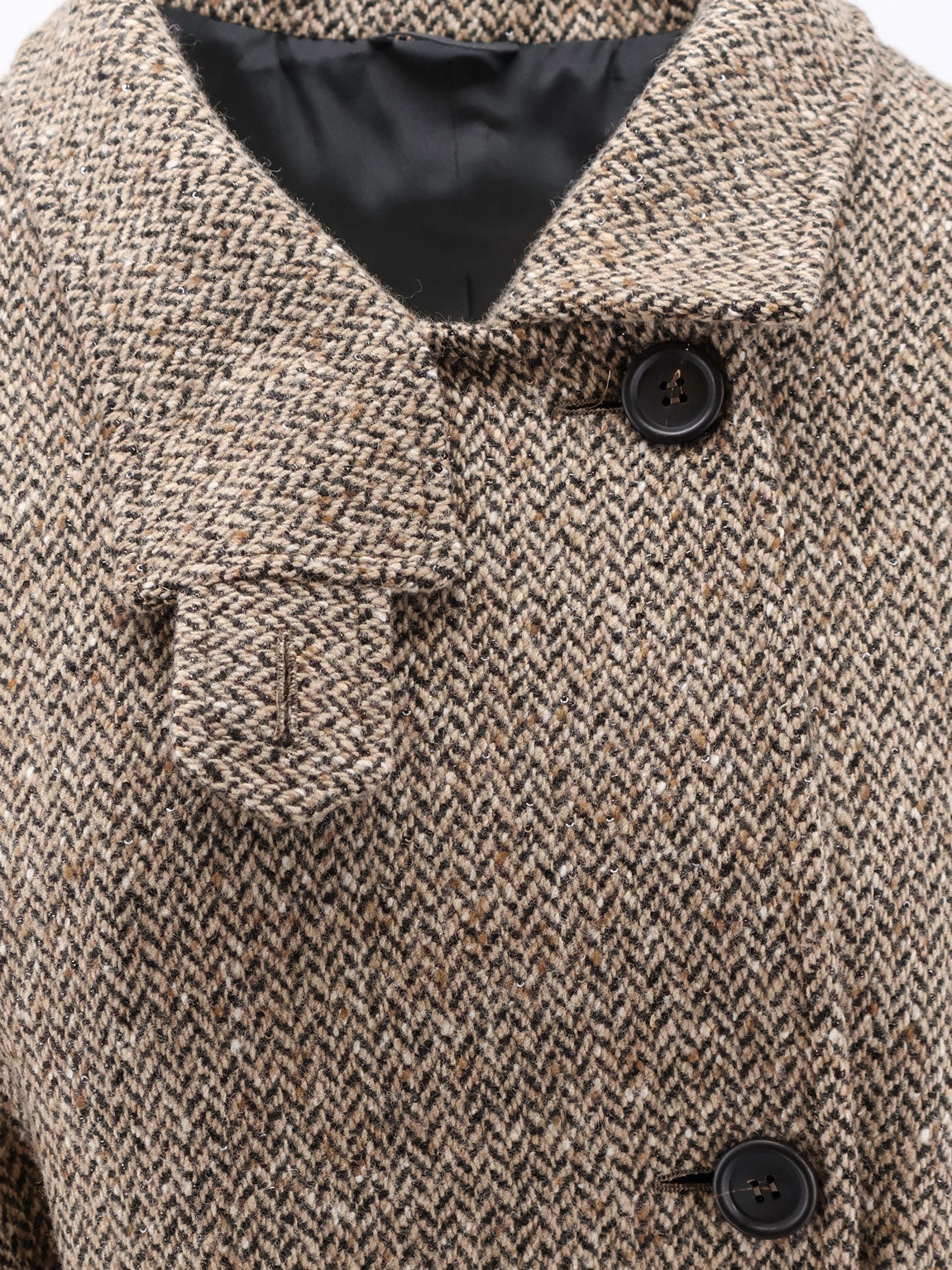 Brunello Cucinelli Women Herringbone Coat With Monili Detail BRUNELLO CUCINELLI