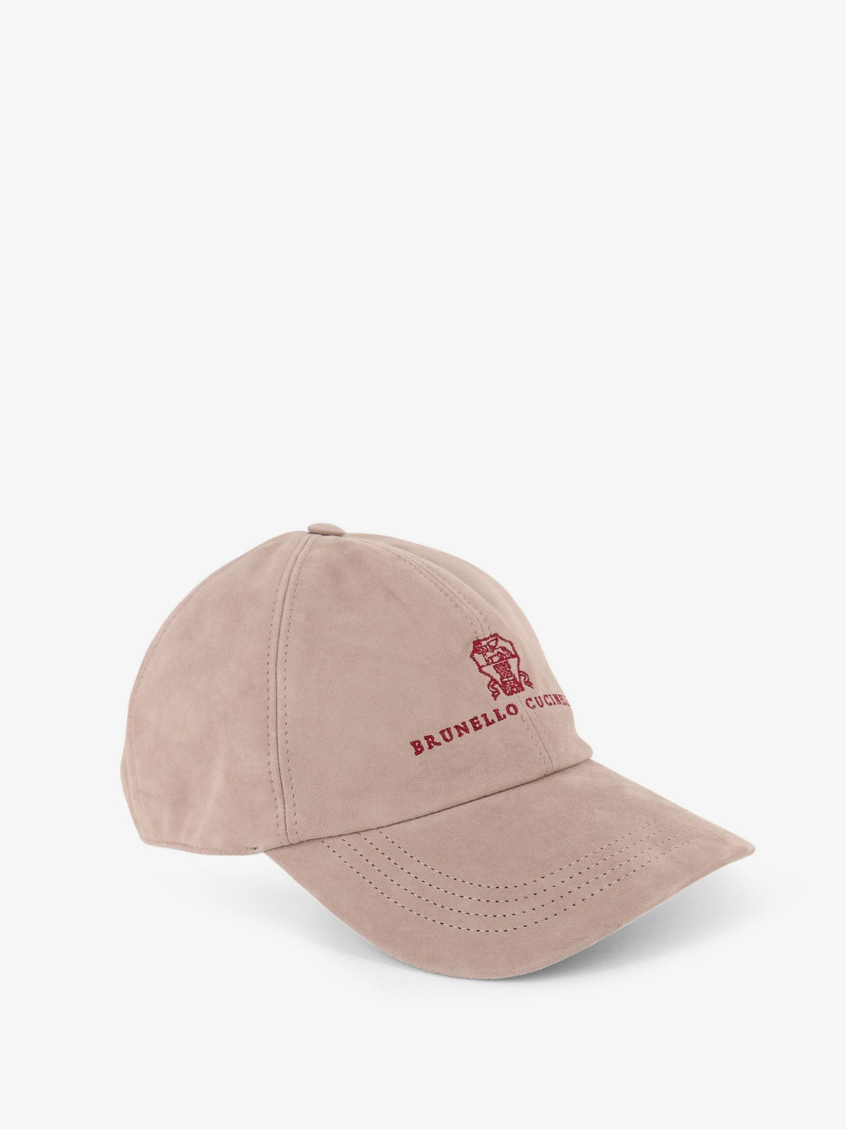 Brunello Cucinelli Men Suede Hat With Embroidered Logo On The Front BRUNELLO CUCINELLI