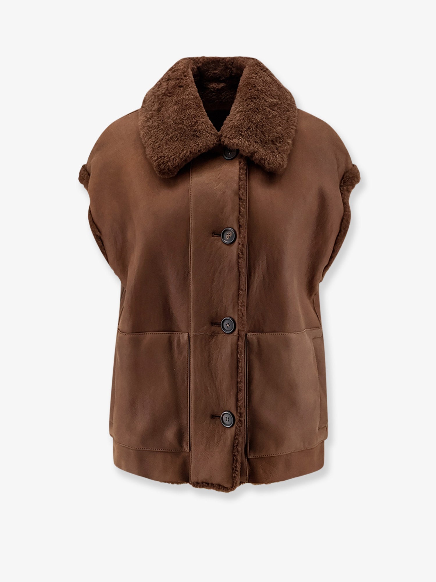 Brunello Cucinelli Women Shearling Sleeveless Jacket BRUNELLO CUCINELLI