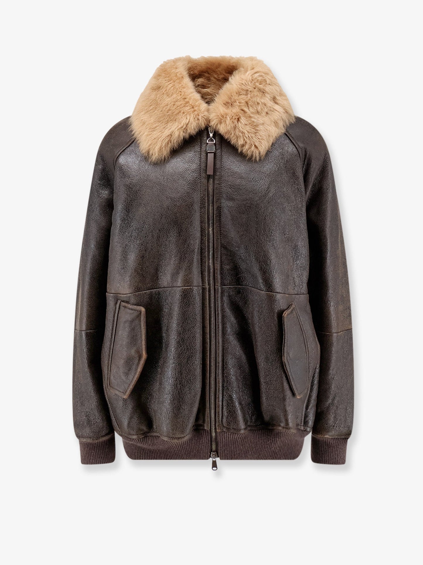 Brunello Cucinelli Women Leather Jacket With Shearling Collar BRUNELLO CUCINELLI