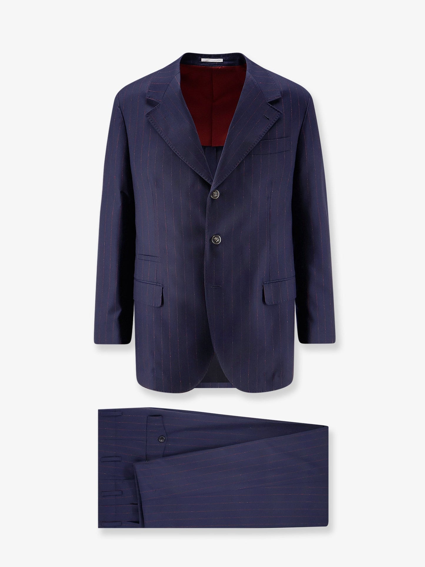 Brunello Cucinelli Men Virgin Wool Suit With Pinstripe Pattern BRUNELLO CUCINELLI