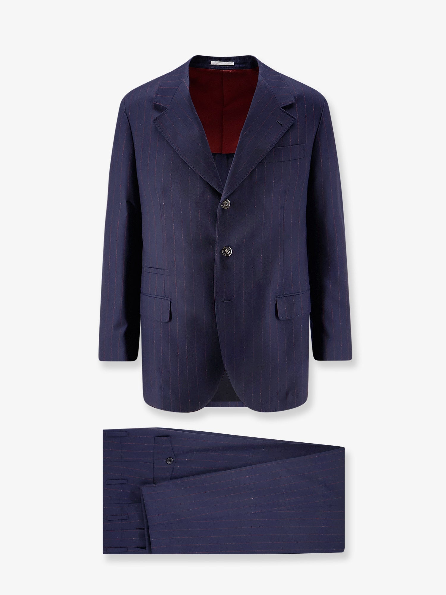 Brunello Cucinelli Men Virgin Wool Suit With Pinstripe Pattern BRUNELLO CUCINELLI