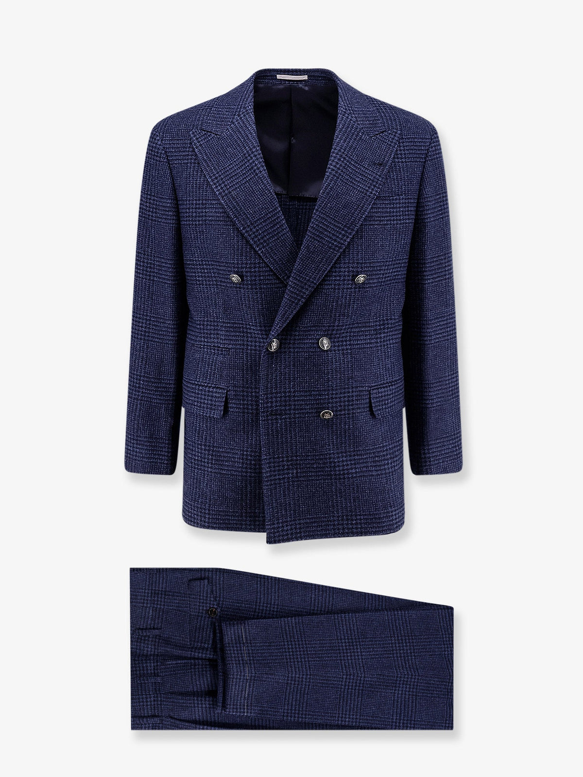 Brunello Cucinelli Men Wool And Cashmere Blend Suit With Prince Of Wales Pattern BRUNELLO CUCINELLI