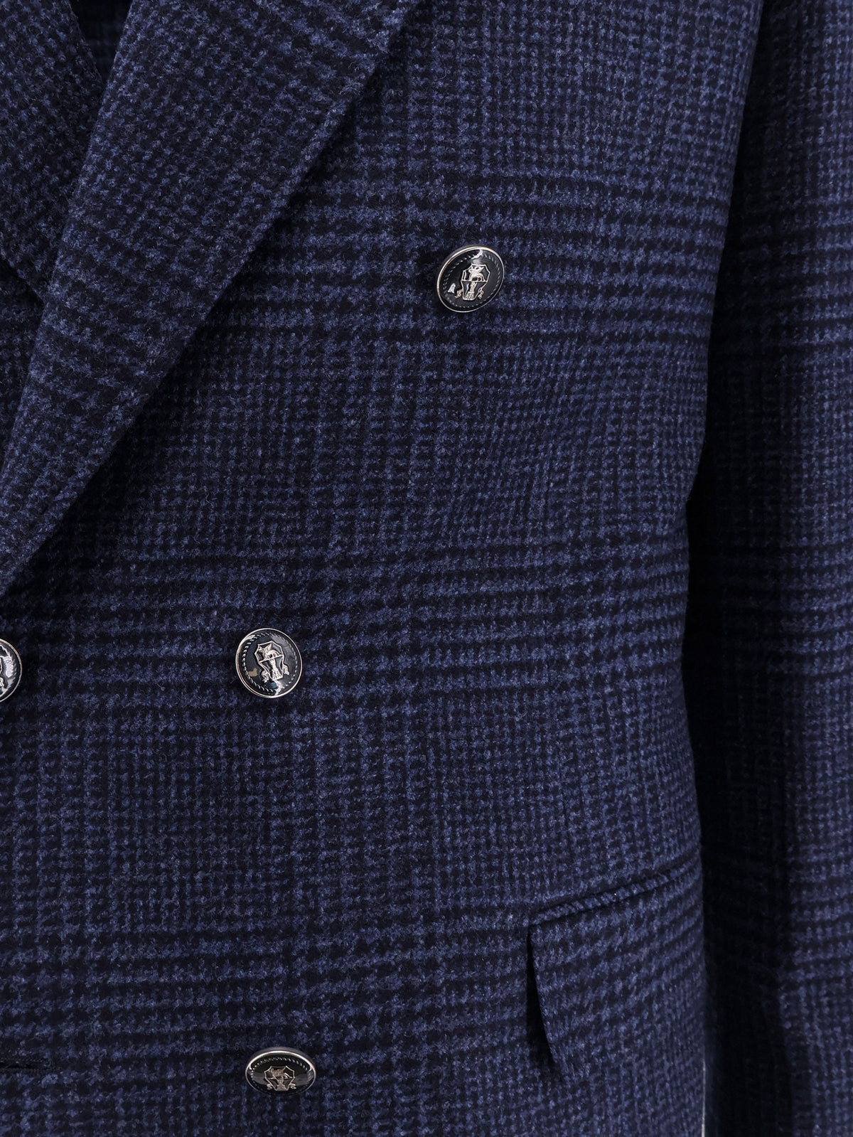 Brunello Cucinelli Men Wool And Cashmere Blend Suit With Prince Of Wales Pattern BRUNELLO CUCINELLI