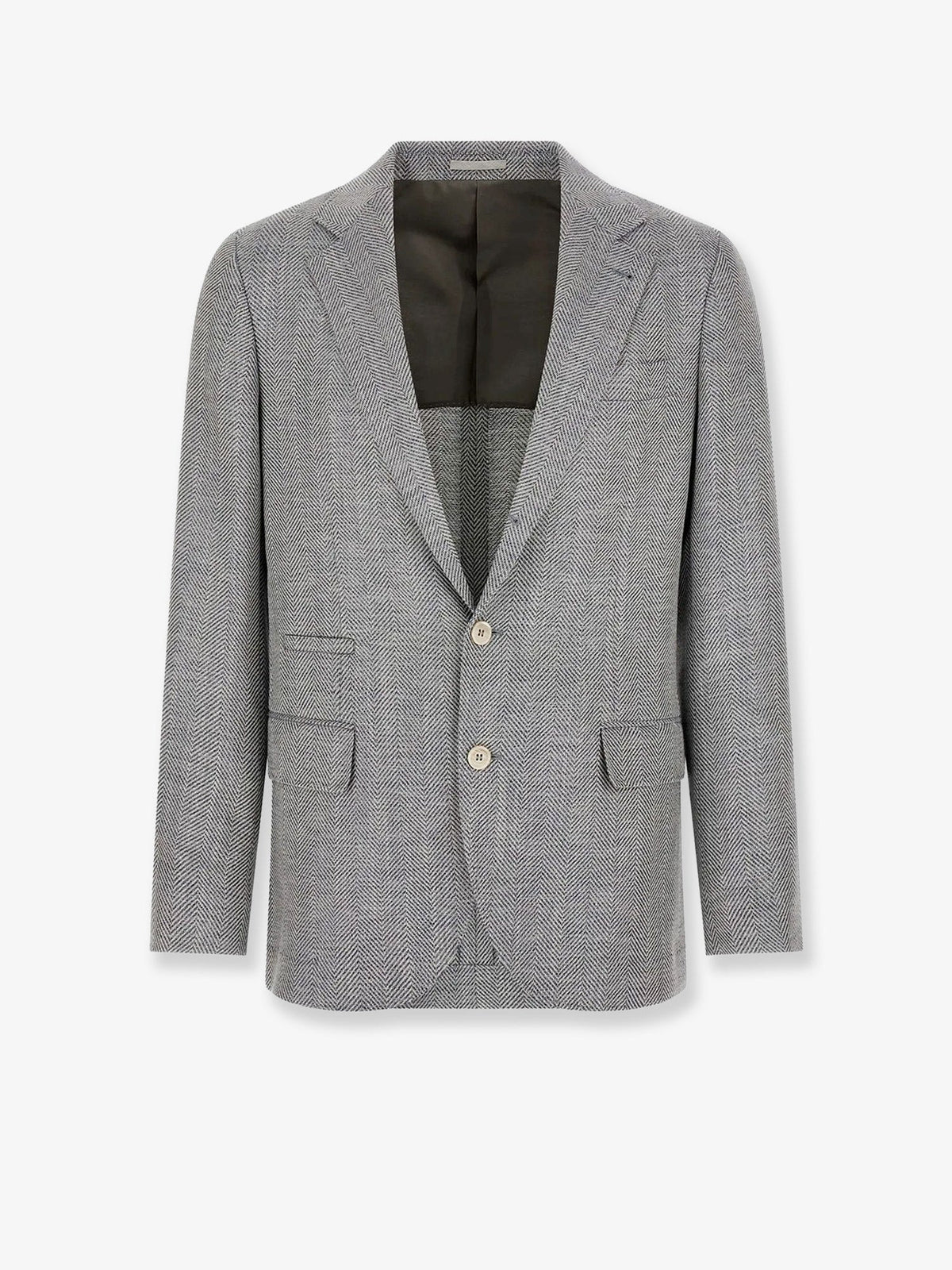 Brunello Cucinelli Men Deconstructed Wool, Alpaca And Silk Chevron Blazer BRUNELLO CUCINELLI