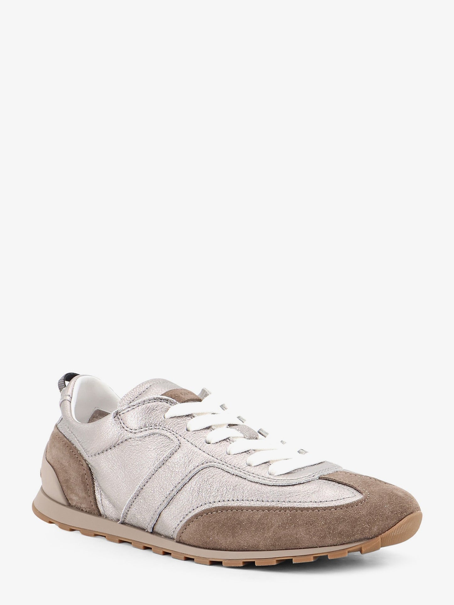 Brunello Cucinelli Women Laminated Leather And Suede Sneakers BRUNELLO CUCINELLI