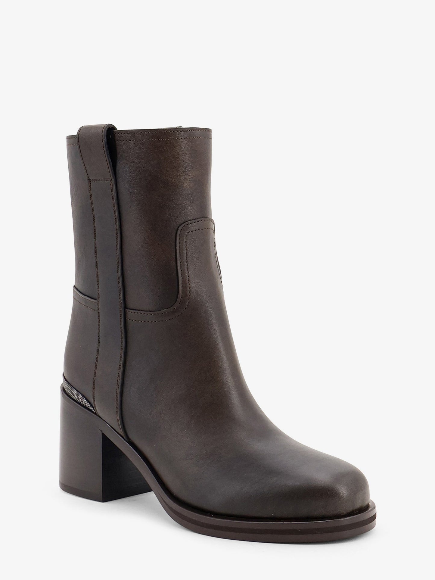 Brunello Cucinelli Women Vintage Leather Boots With Precious Detail BRUNELLO CUCINELLI