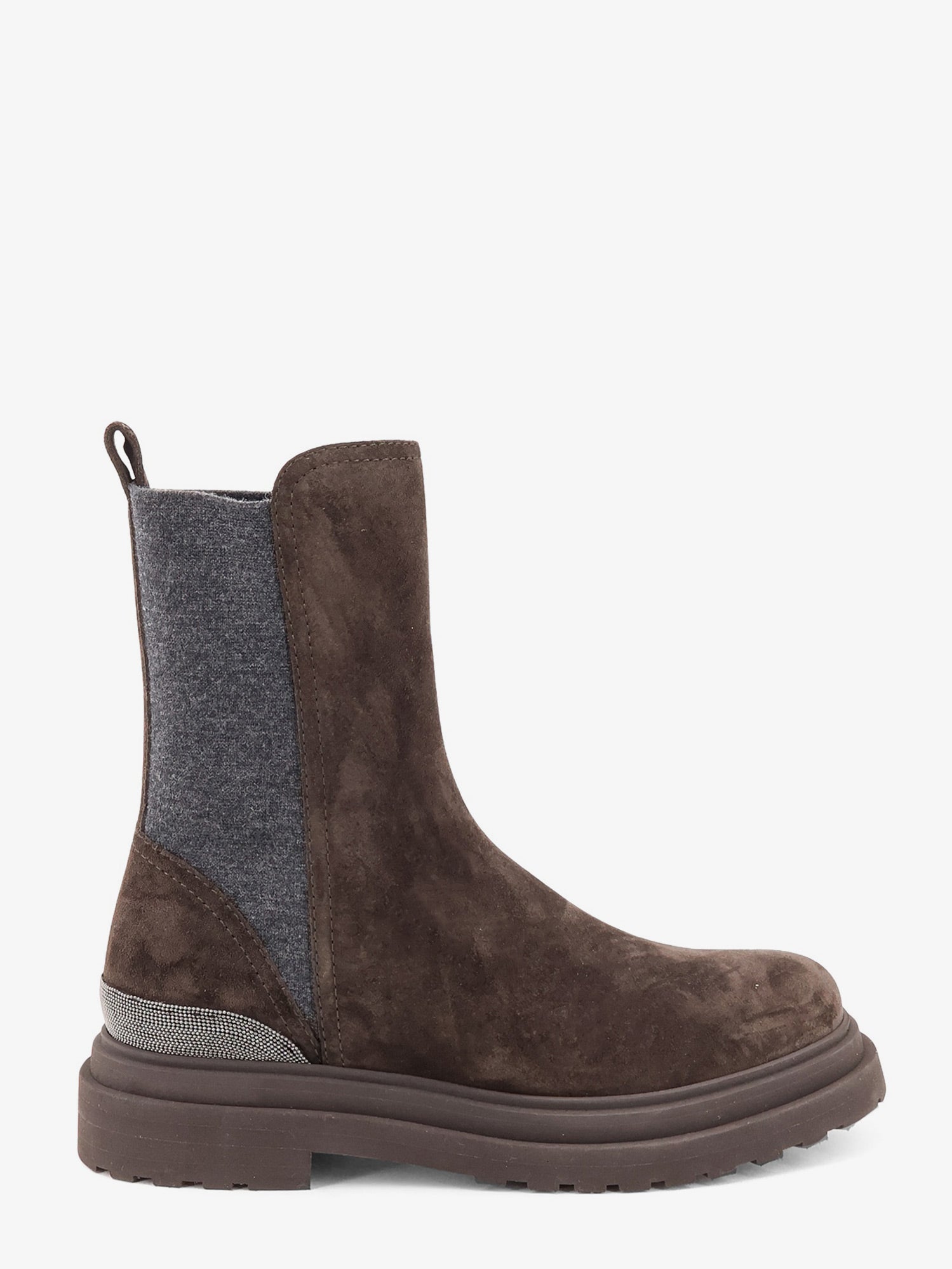 Brunello Cucinelli Women Suede Boots With Monili Details BRUNELLO CUCINELLI