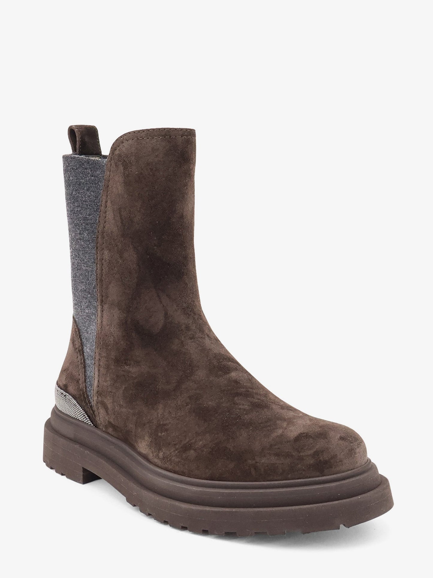 Brunello Cucinelli Women Suede Boots With Monili Details BRUNELLO CUCINELLI