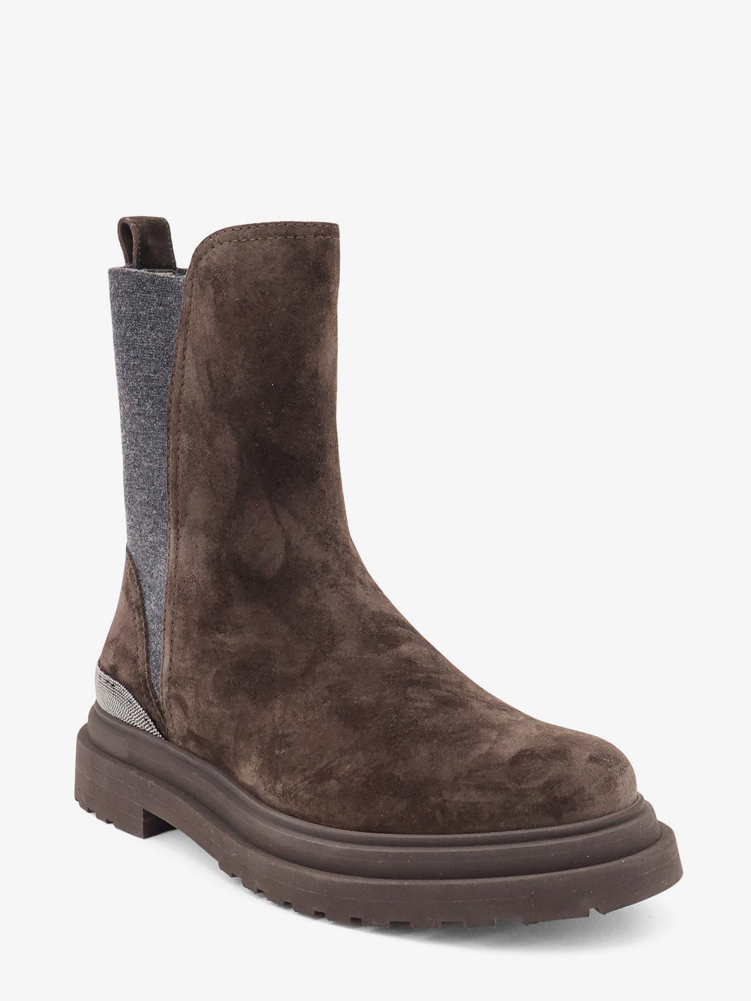Brunello Cucinelli Women Suede Boots With Monili Details BRUNELLO CUCINELLI