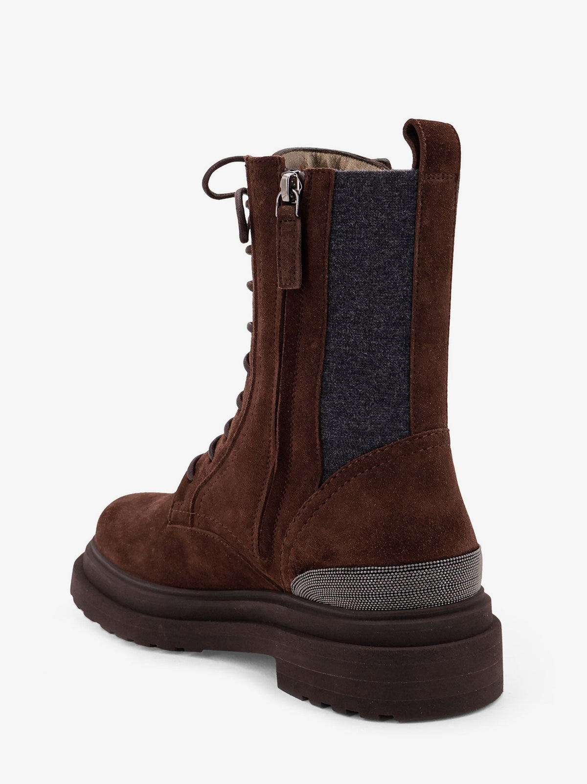 Brunello Cucinelli Women Suede Boots With Virgin Wool Knit Insert And Precious Detail BRUNELLO CUCINELLI
