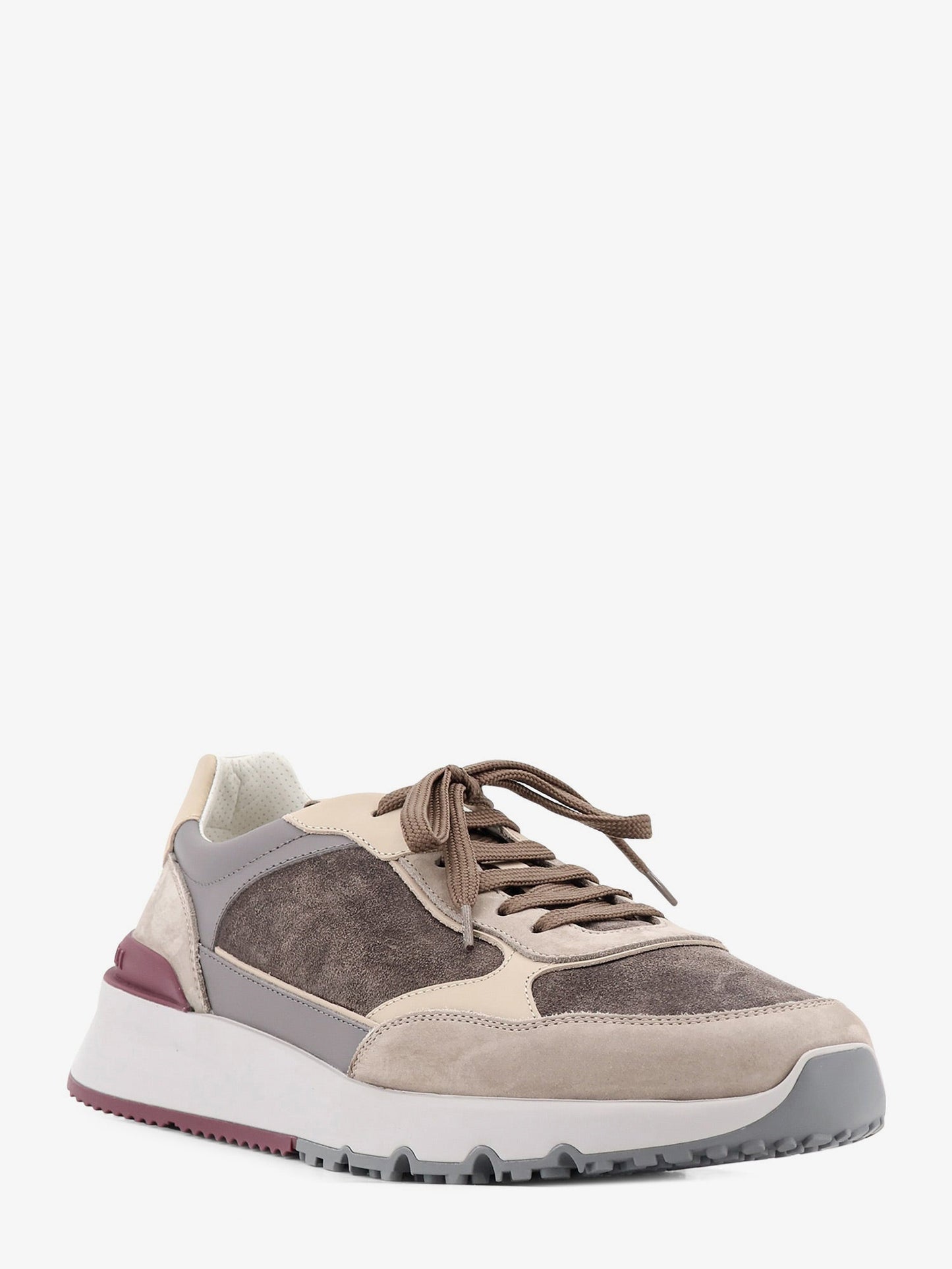 Brunello Cucinelli Men Suede Sneakers With Leather Inserts BRUNELLO CUCINELLI
