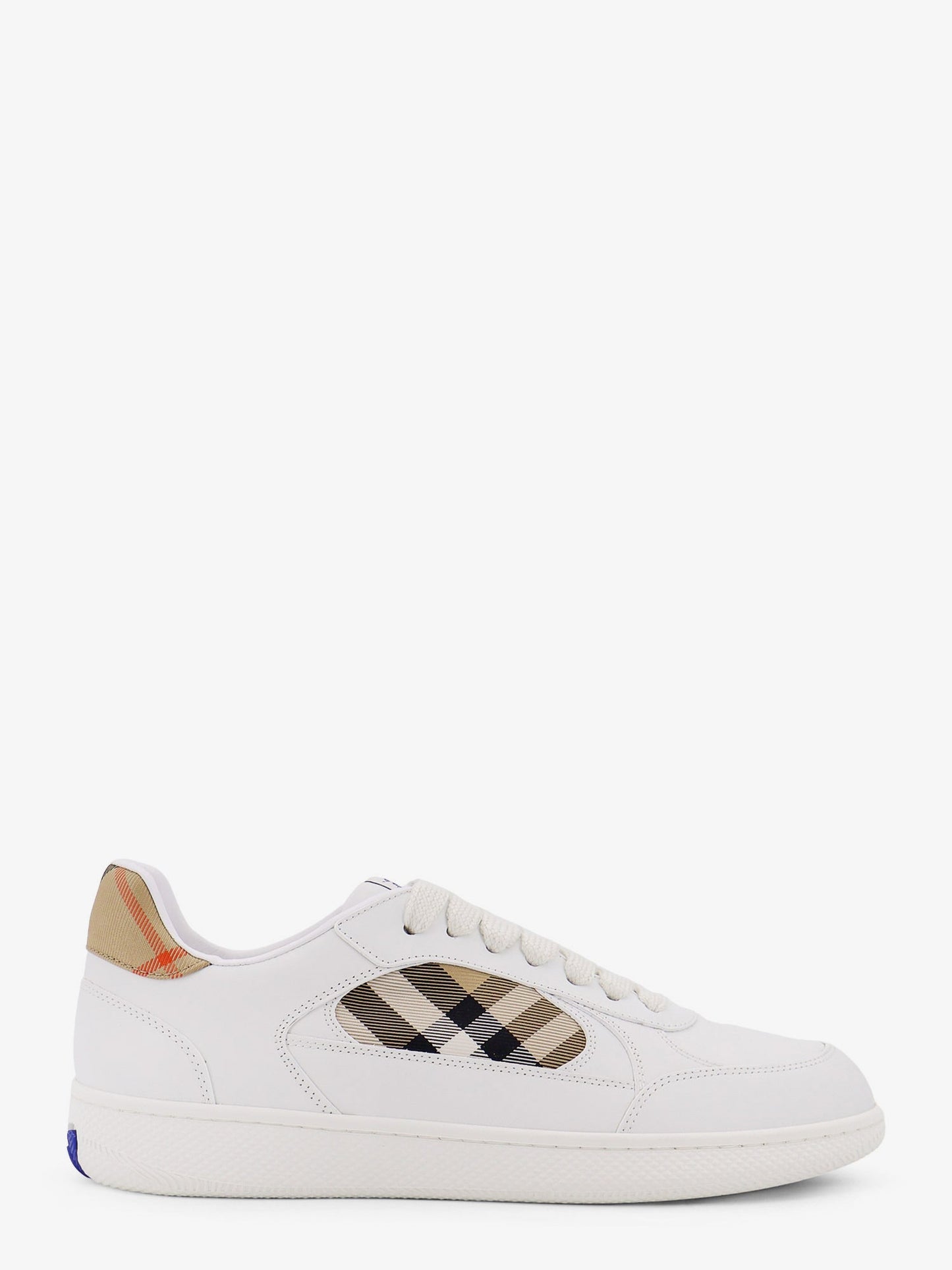 Burberry Men Low-Top Leather Sneakers With Check Inserts BURBERRY