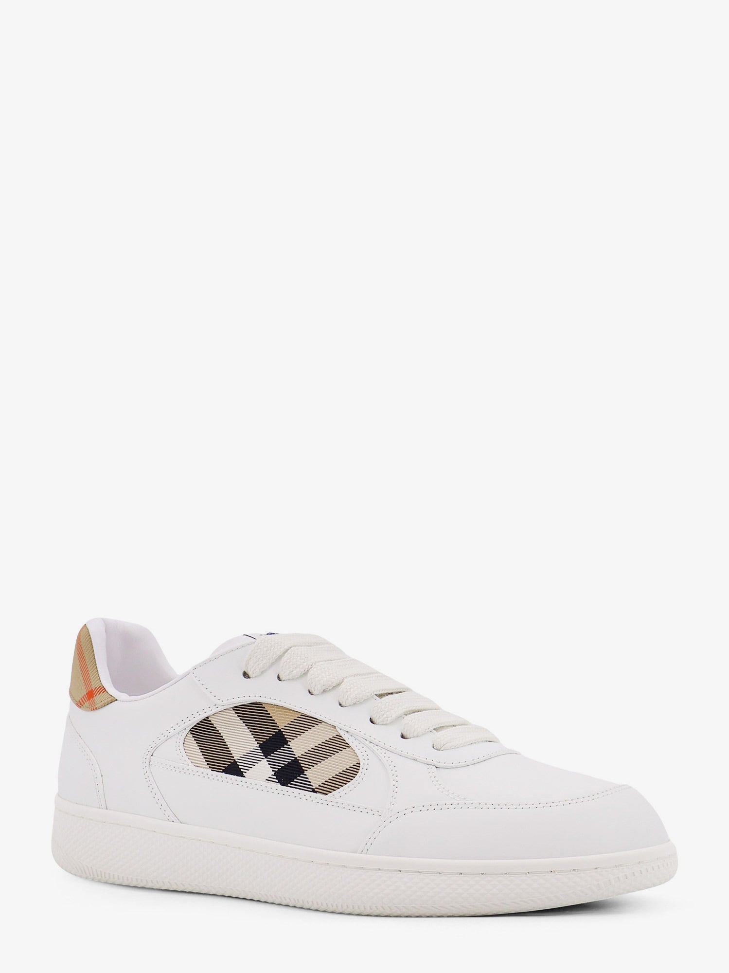 Burberry Men Low-Top Leather Sneakers With Check Inserts BURBERRY