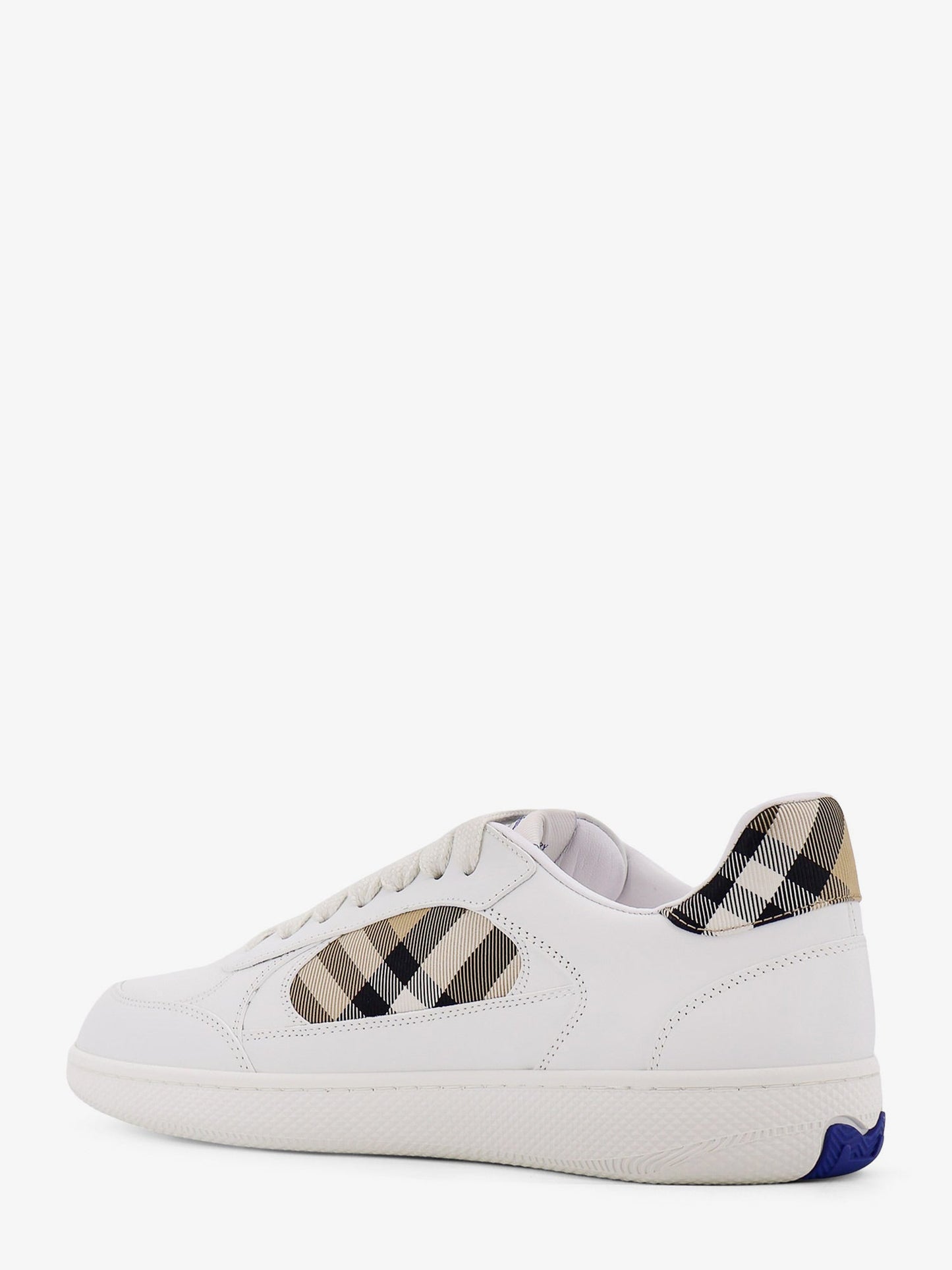 Burberry Men Low-Top Leather Sneakers With Check Inserts BURBERRY