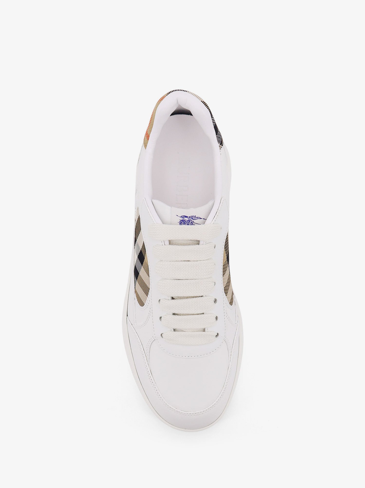 Burberry Men Low-Top Leather Sneakers With Check Inserts BURBERRY