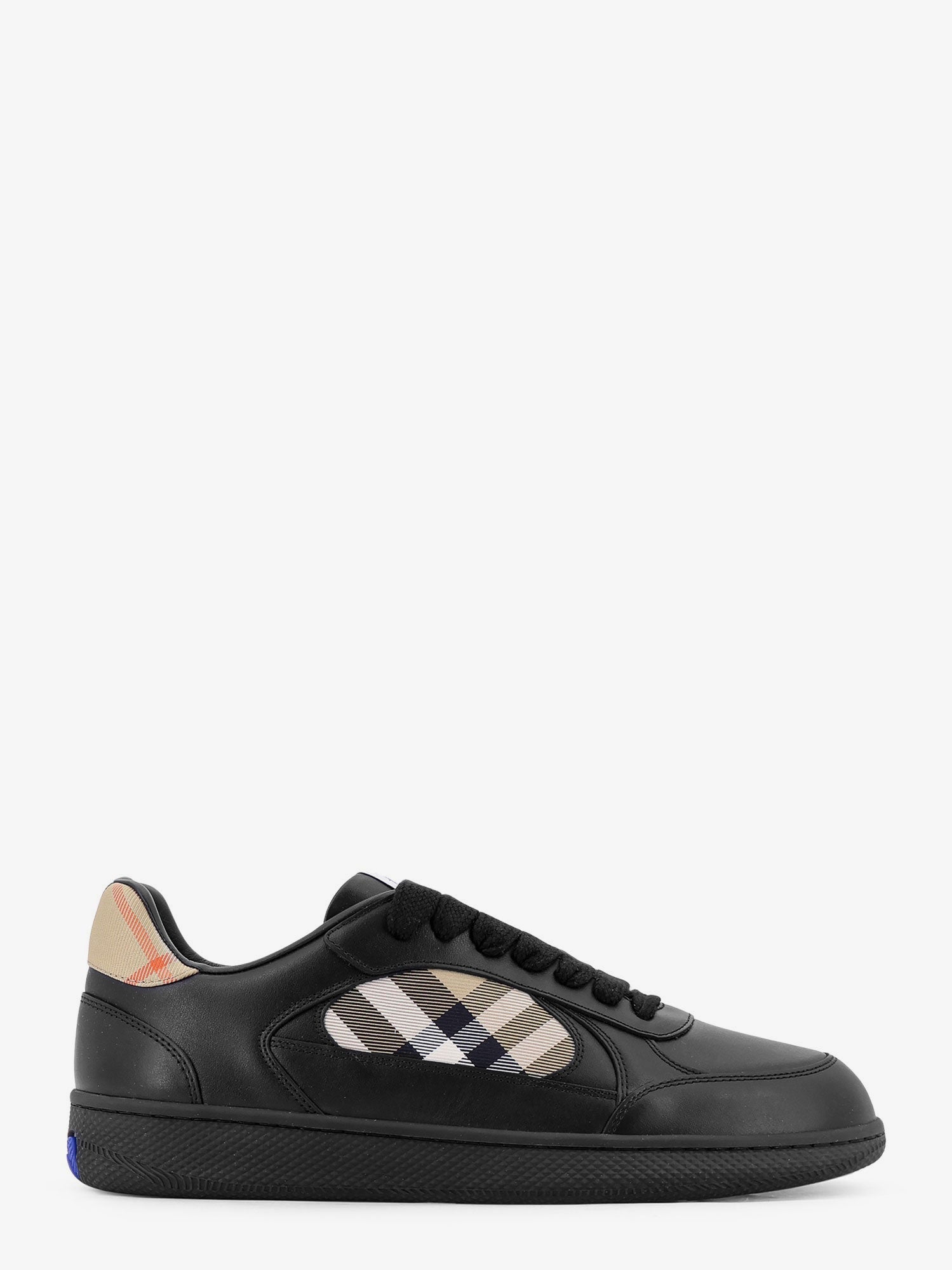 Burberry Men Leather Sneakers With Traditional Check Inserts BURBERRY