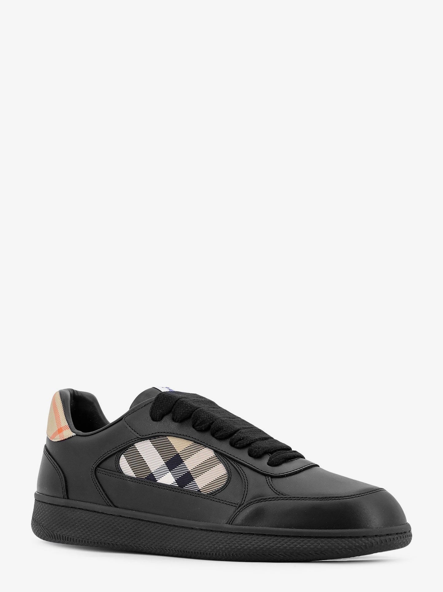 Burberry Men Leather Sneakers With Traditional Check Inserts BURBERRY