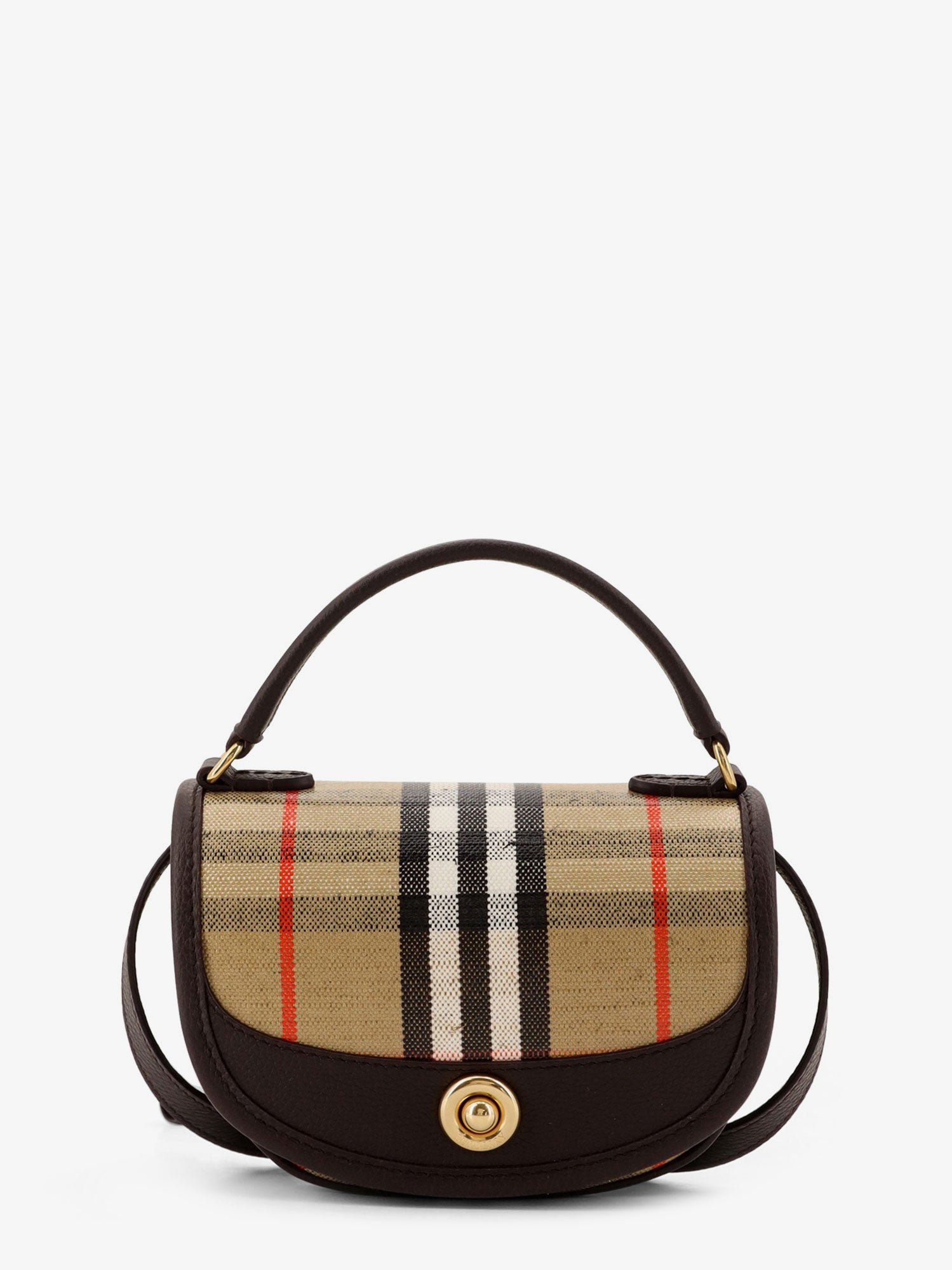 Burberry Women Highlands Crossbody Bag With Iconic Check Pattern BURBERRY