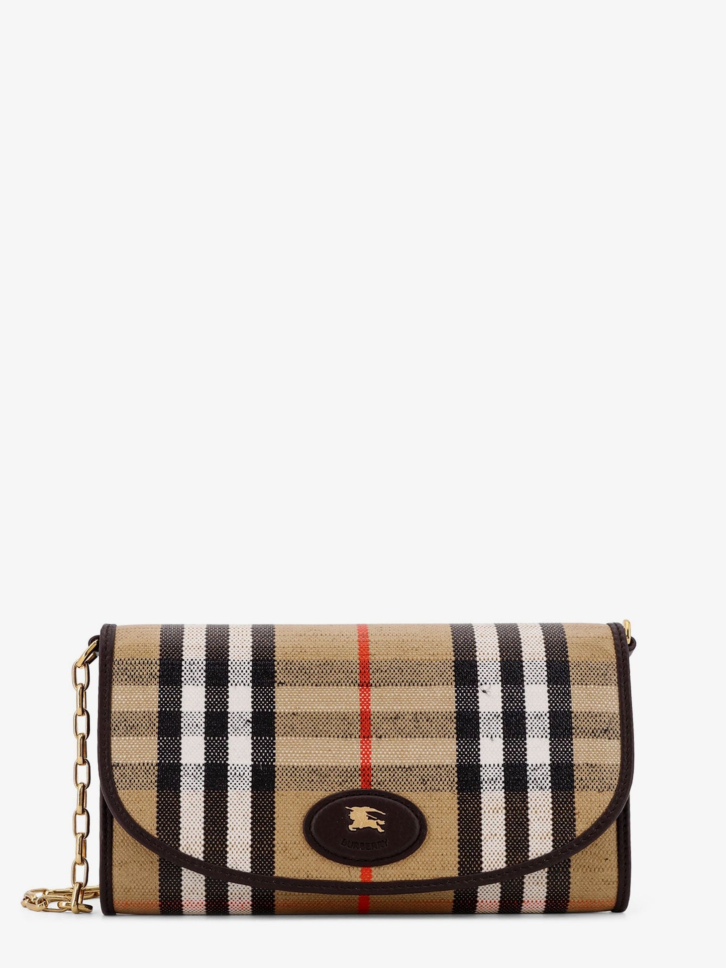 Burberry Women Coated Canvas Crossbody Bag With Check Pattern BURBERRY