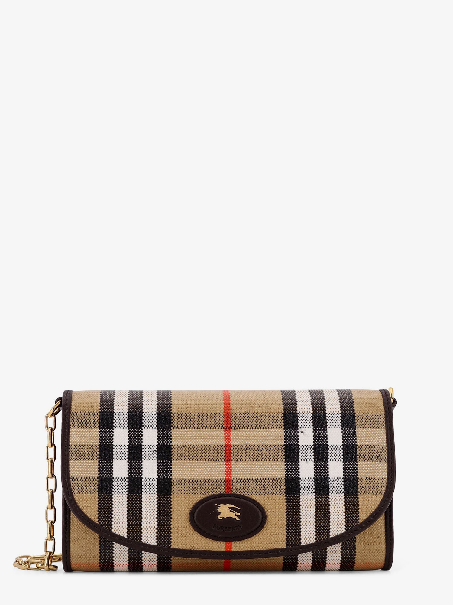Burberry Women Coated Canvas Crossbody Bag With Check Pattern BURBERRY