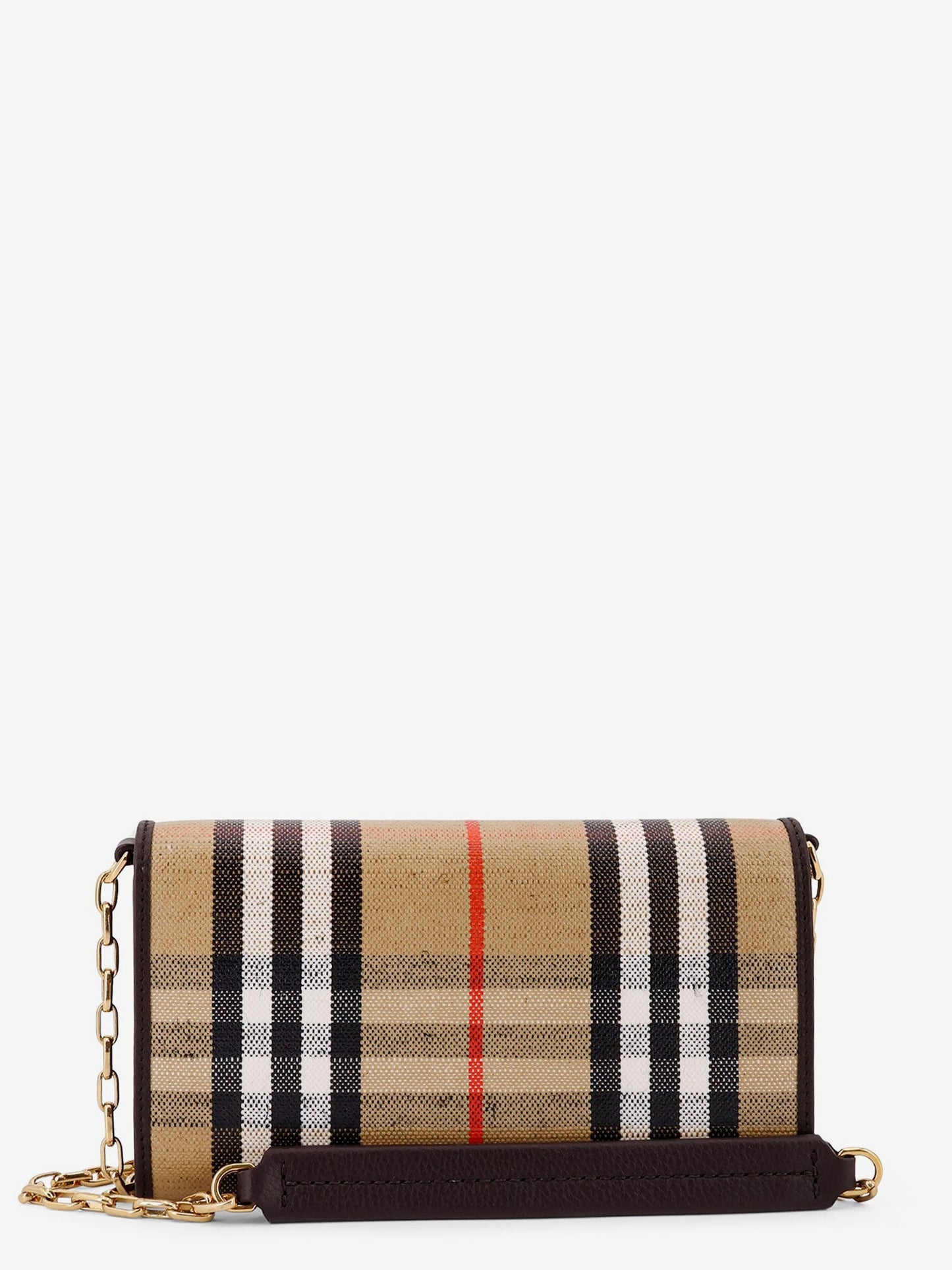 Burberry Women Coated Canvas Crossbody Bag With Check Pattern BURBERRY