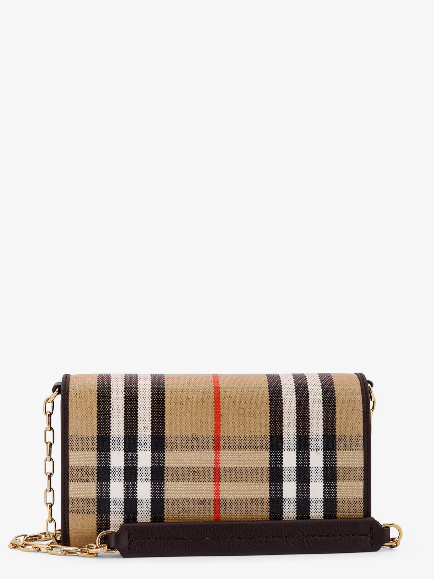Burberry Women Coated Canvas Crossbody Bag With Check Pattern BURBERRY