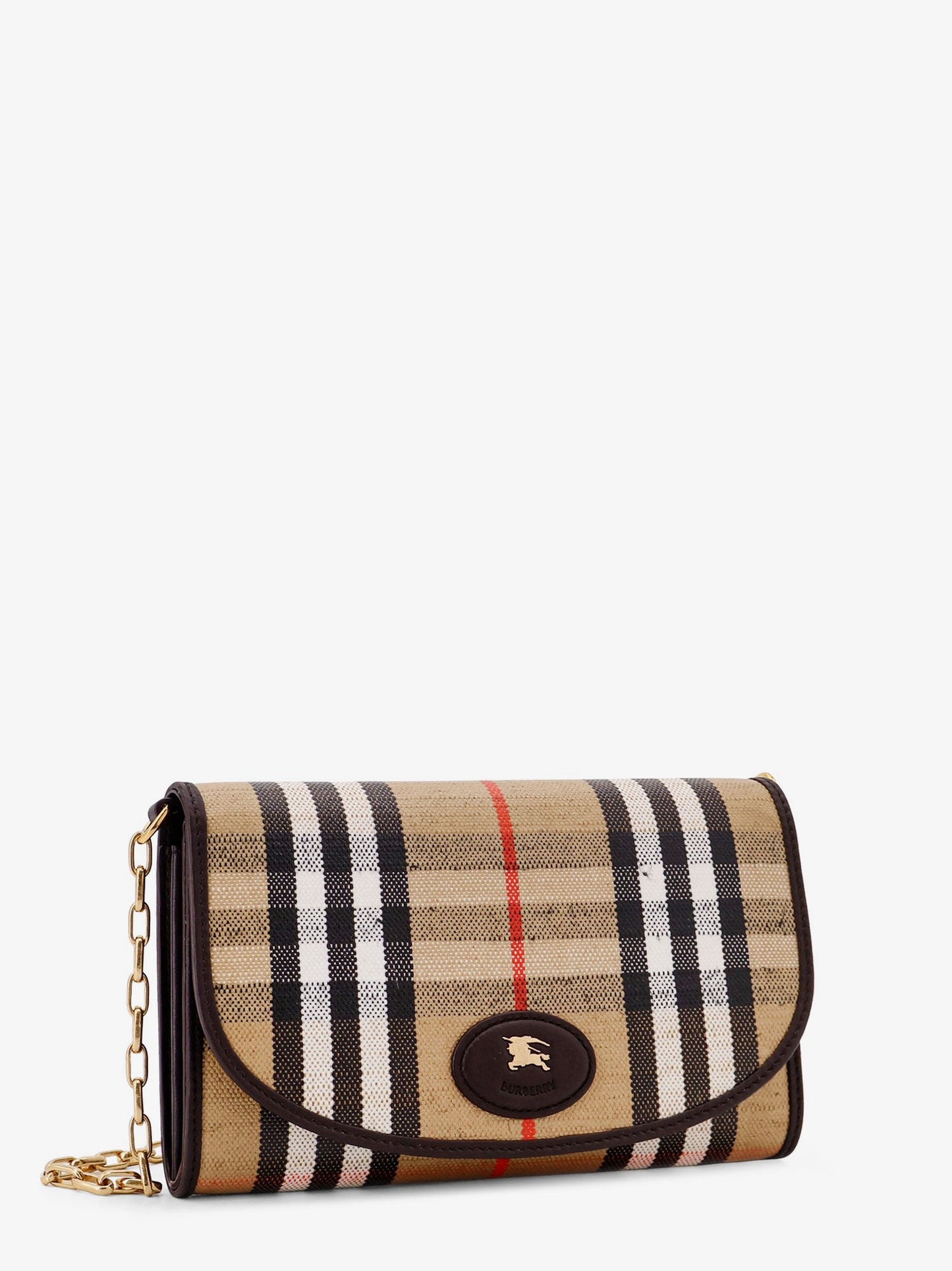 Burberry Women Coated Canvas Crossbody Bag With Check Pattern BURBERRY