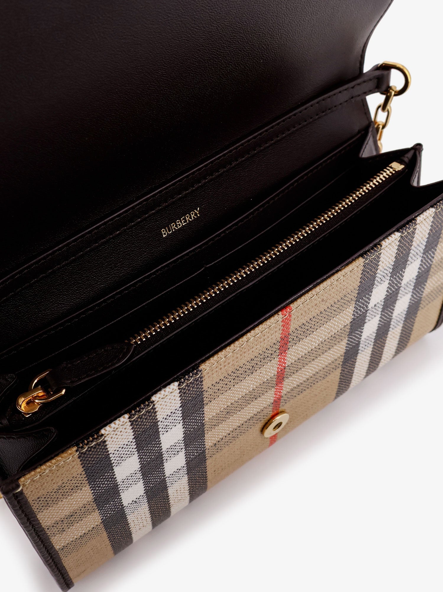 Burberry Women Coated Canvas Crossbody Bag With Check Pattern BURBERRY