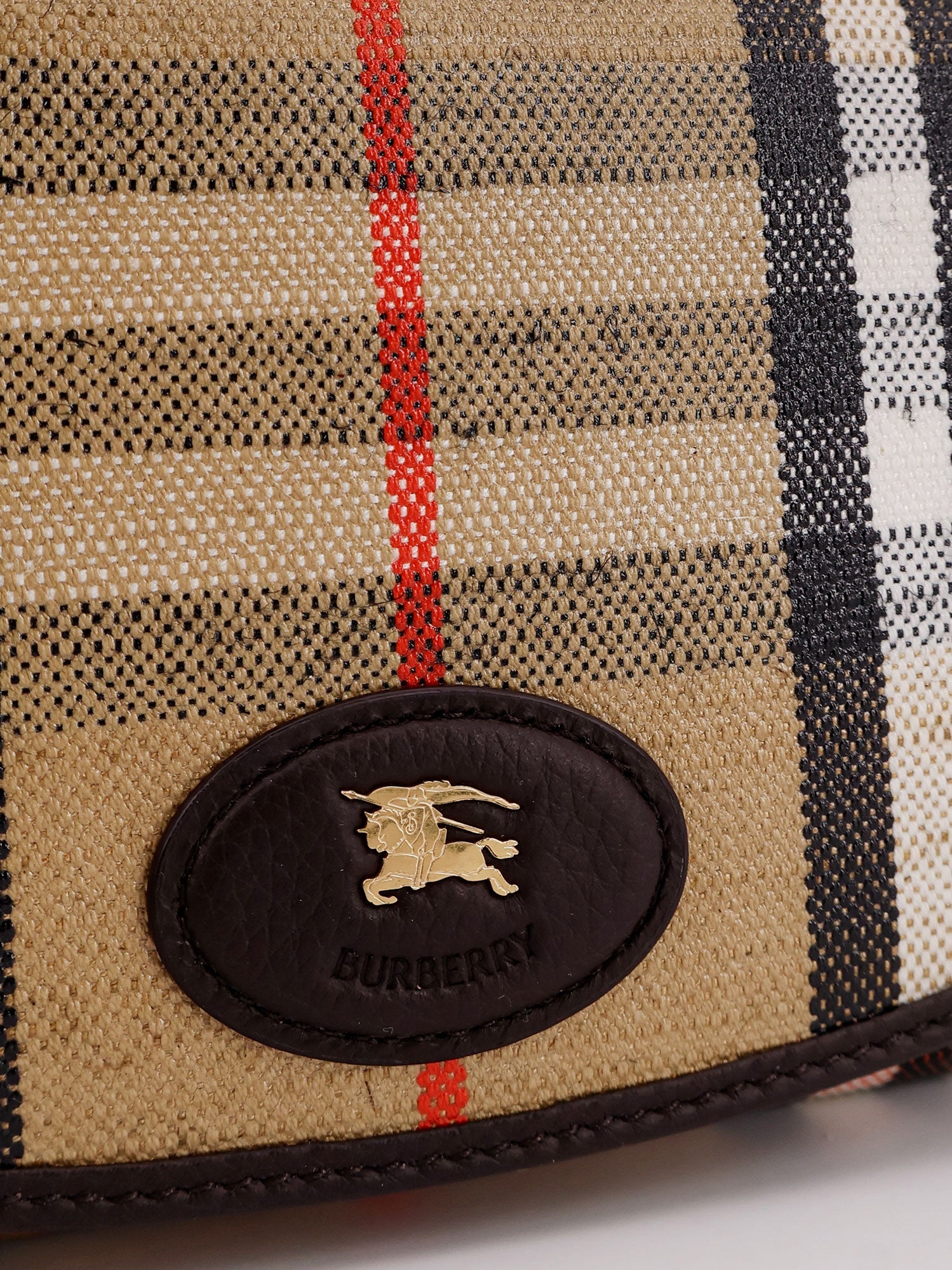 Burberry Women Coated Canvas Crossbody Bag With Check Pattern BURBERRY