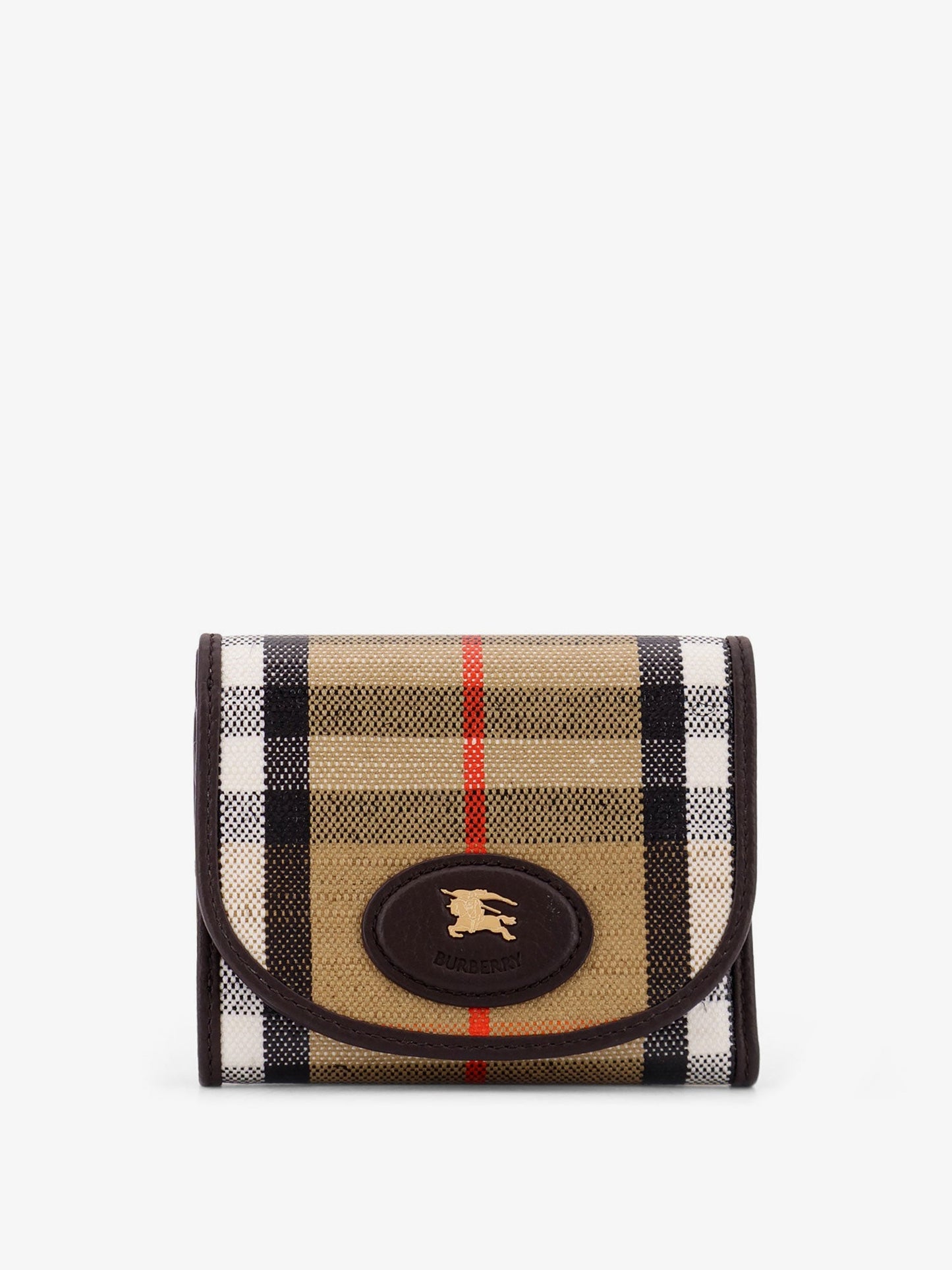 Burberry Women Highlands Compact Wallet With Leather Inserts BURBERRY