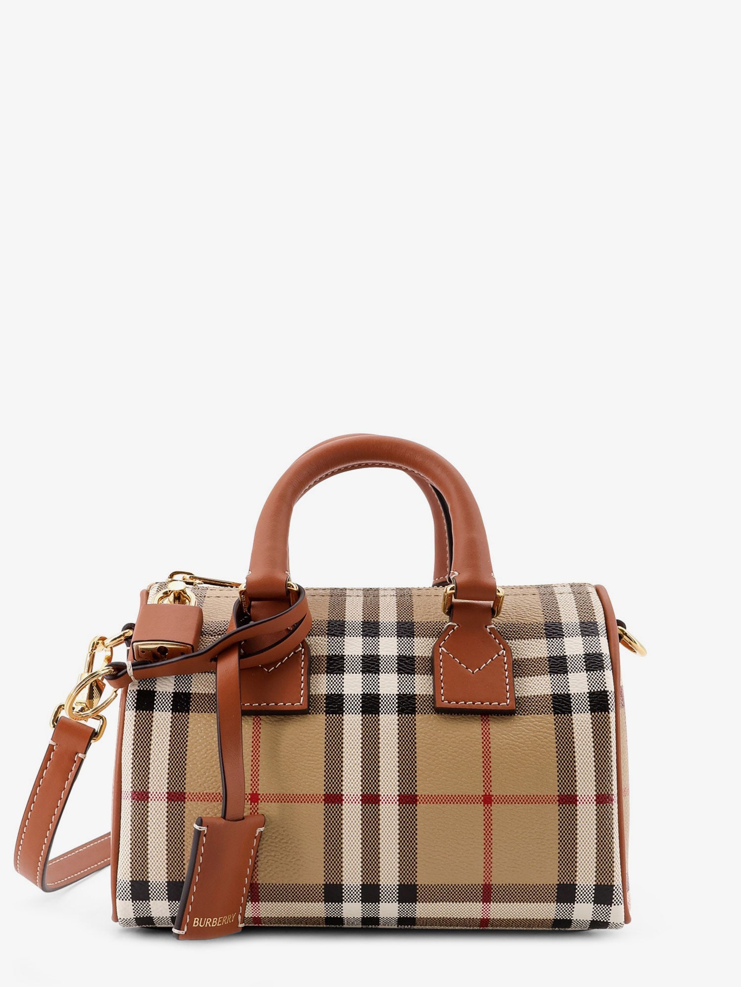 Burberry Women Coated Canvas Crossbody Bag With Check Pattern BURBERRY