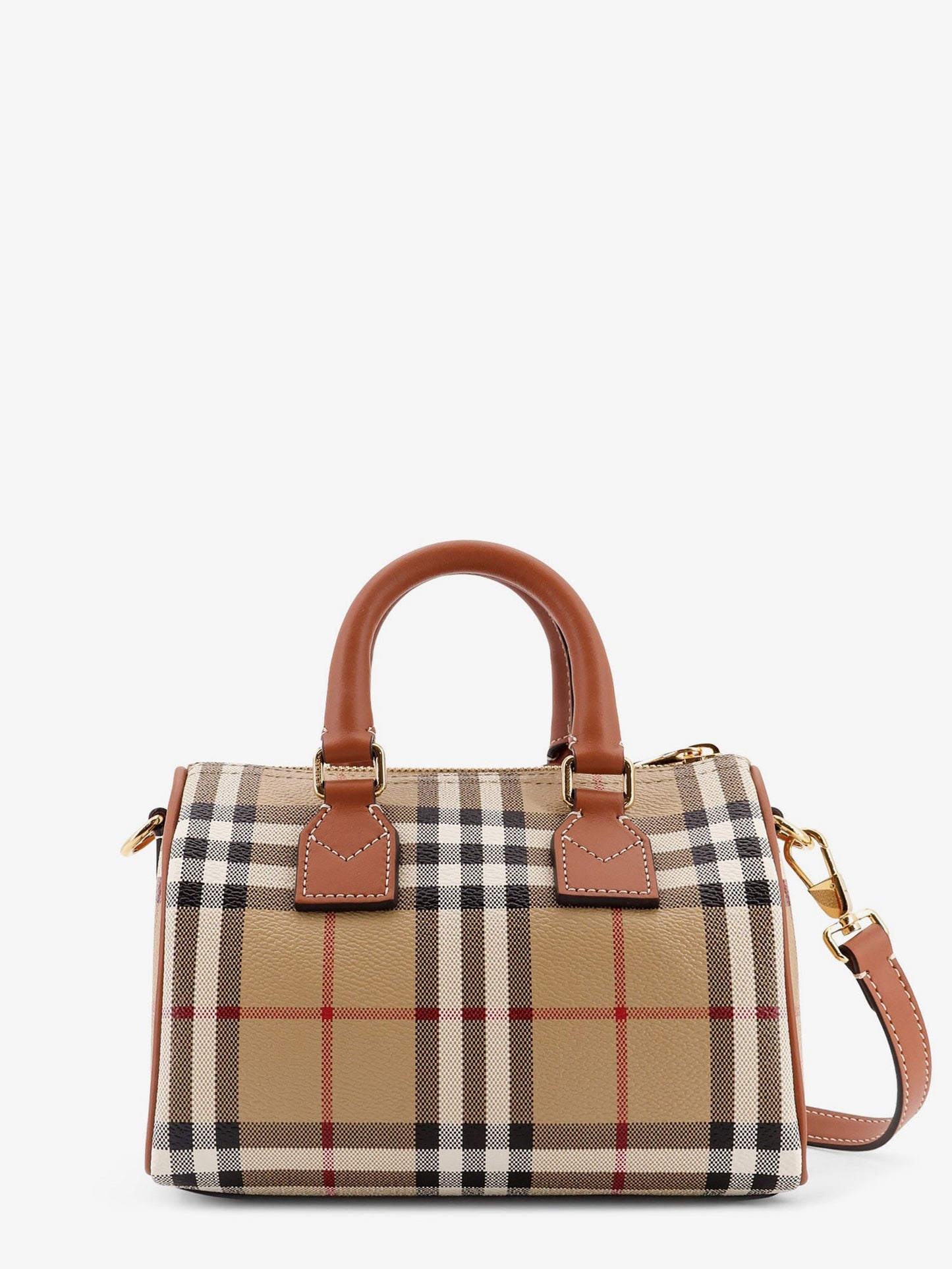 Burberry Women Coated Canvas Crossbody Bag With Check Pattern BURBERRY