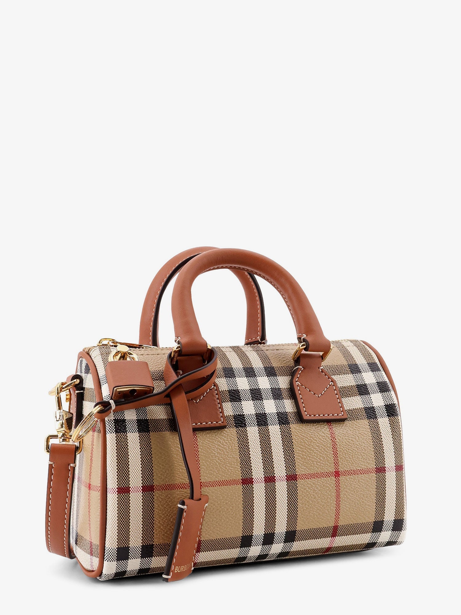 Burberry Women Coated Canvas Crossbody Bag With Check Pattern BURBERRY
