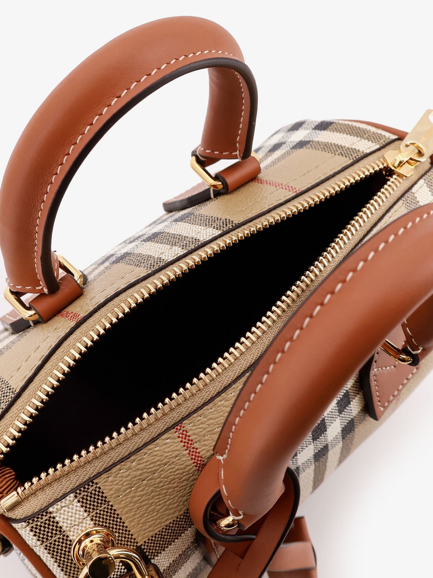 Burberry Women Coated Canvas Crossbody Bag With Check Pattern BURBERRY
