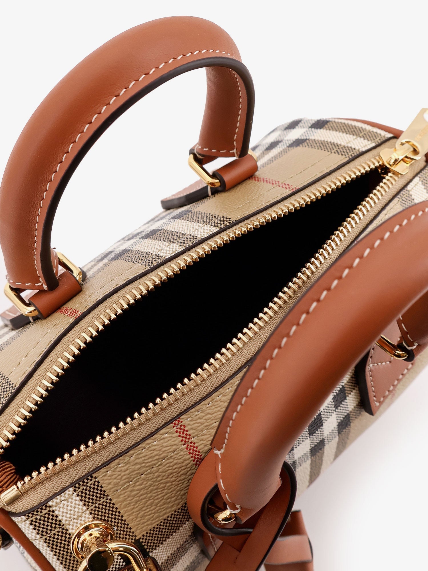 Burberry Women Coated Canvas Crossbody Bag With Check Pattern BURBERRY