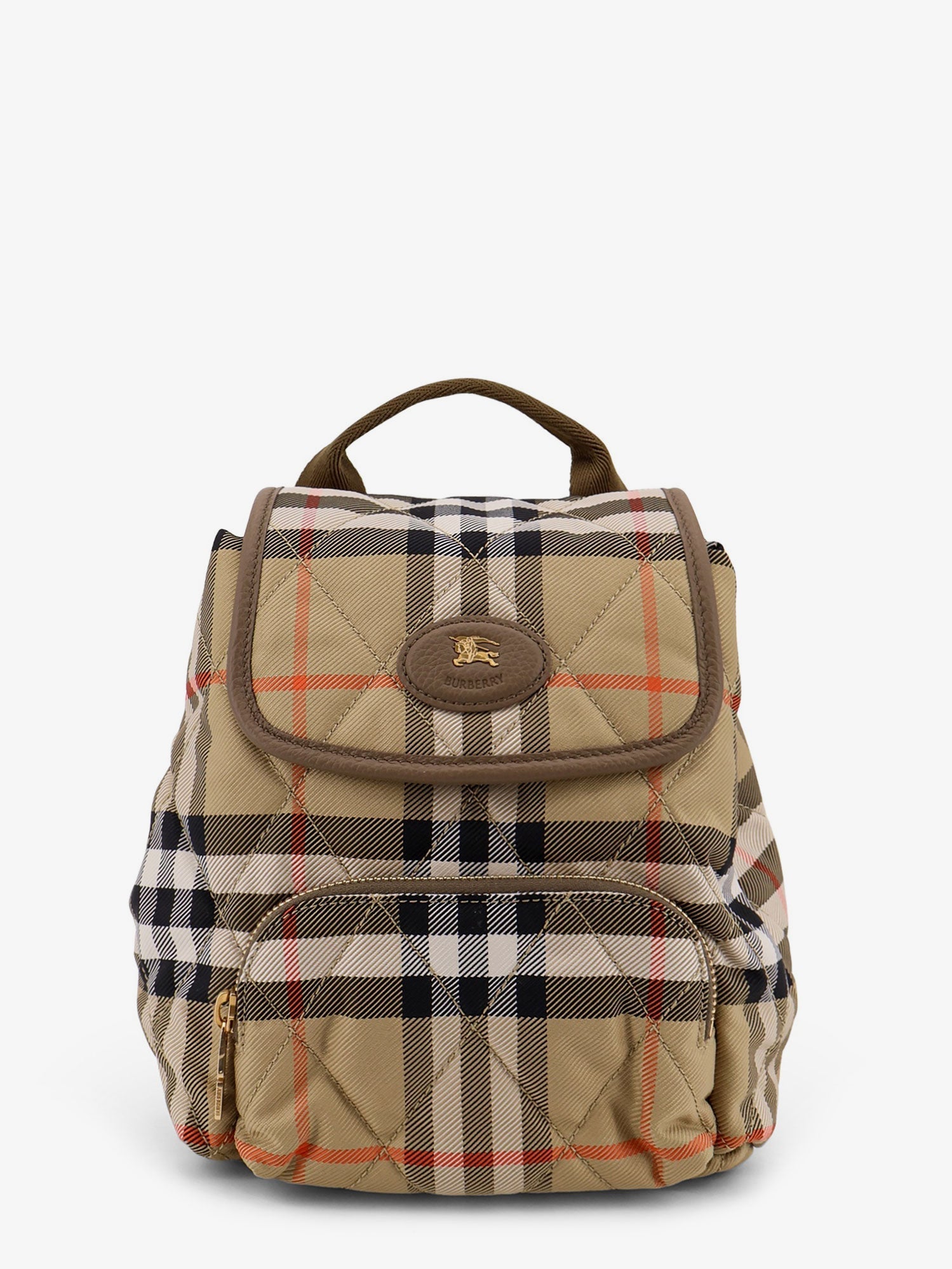 Burberry Women Horseshoe Nylon Backpack With Check Pattern BURBERRY