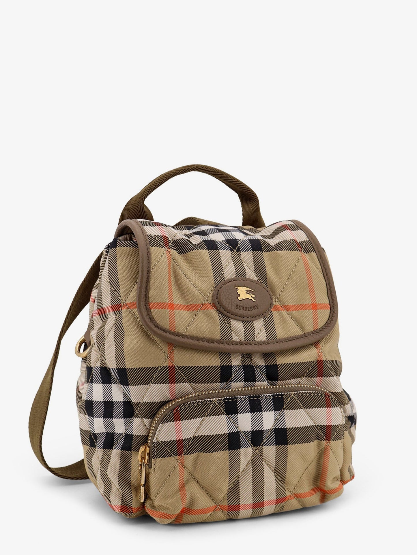 Burberry Women Horseshoe Nylon Backpack With Check Pattern BURBERRY
