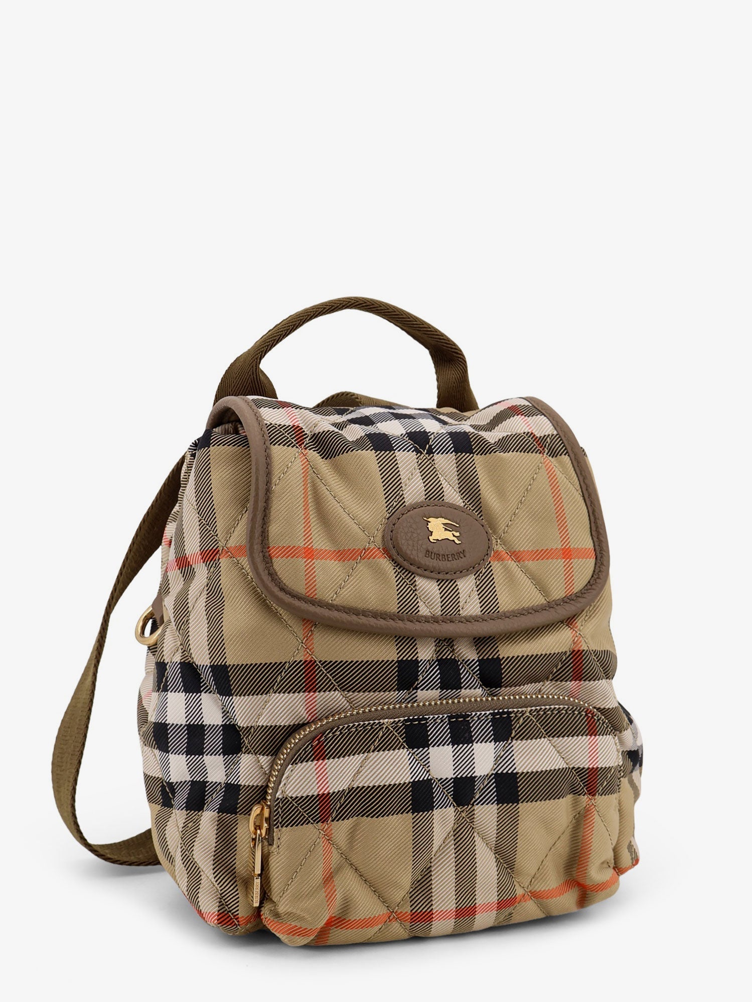 Burberry Women Horseshoe Nylon Backpack With Check Pattern BURBERRY