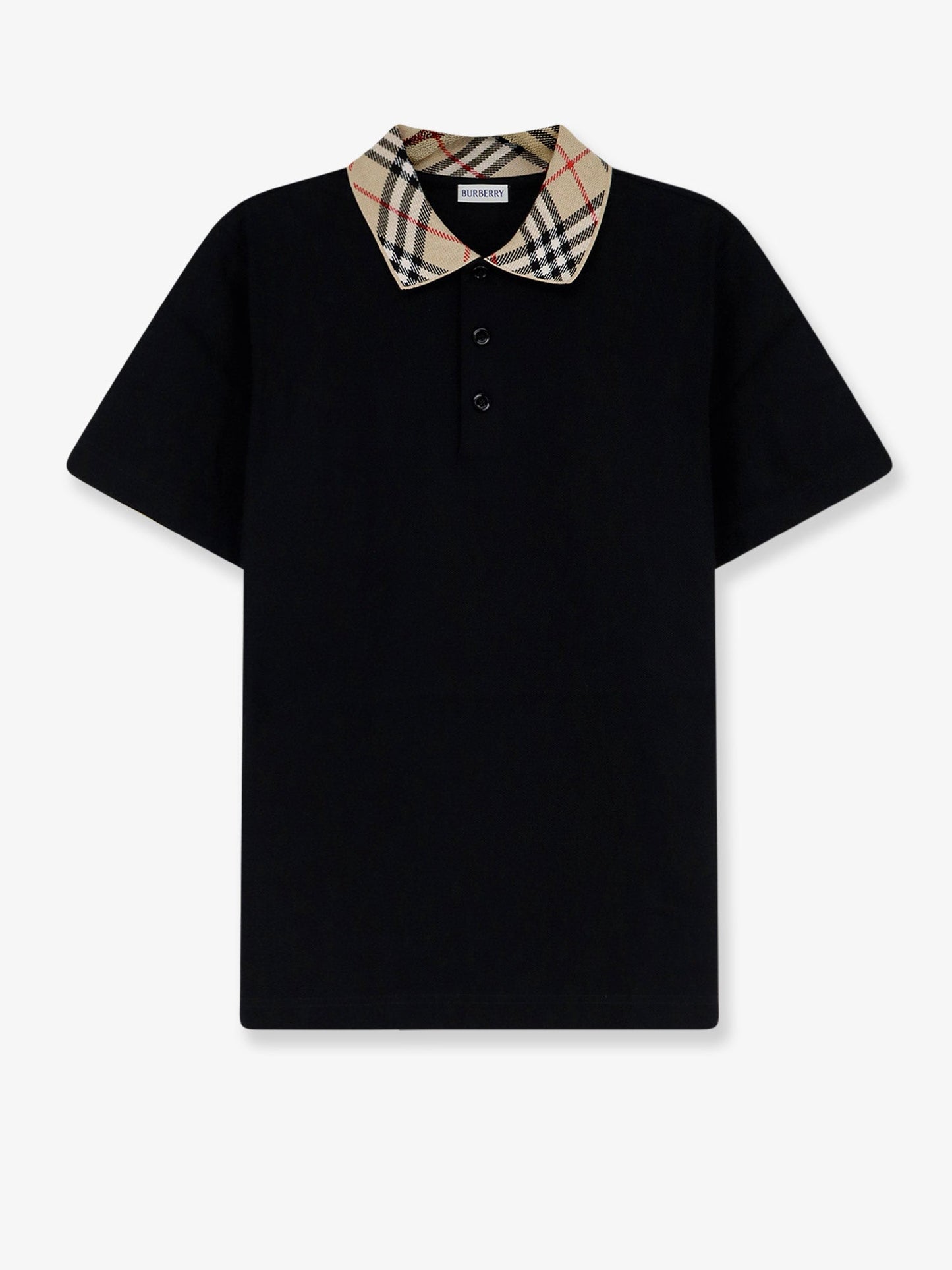 Burberry Men Cotton Polo Shirt With Check Collar Detail BURBERRY