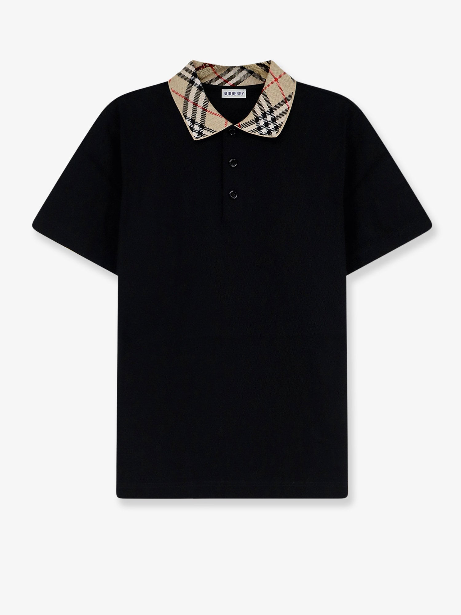 Burberry Men Cotton Polo Shirt With Check Collar Detail BURBERRY
