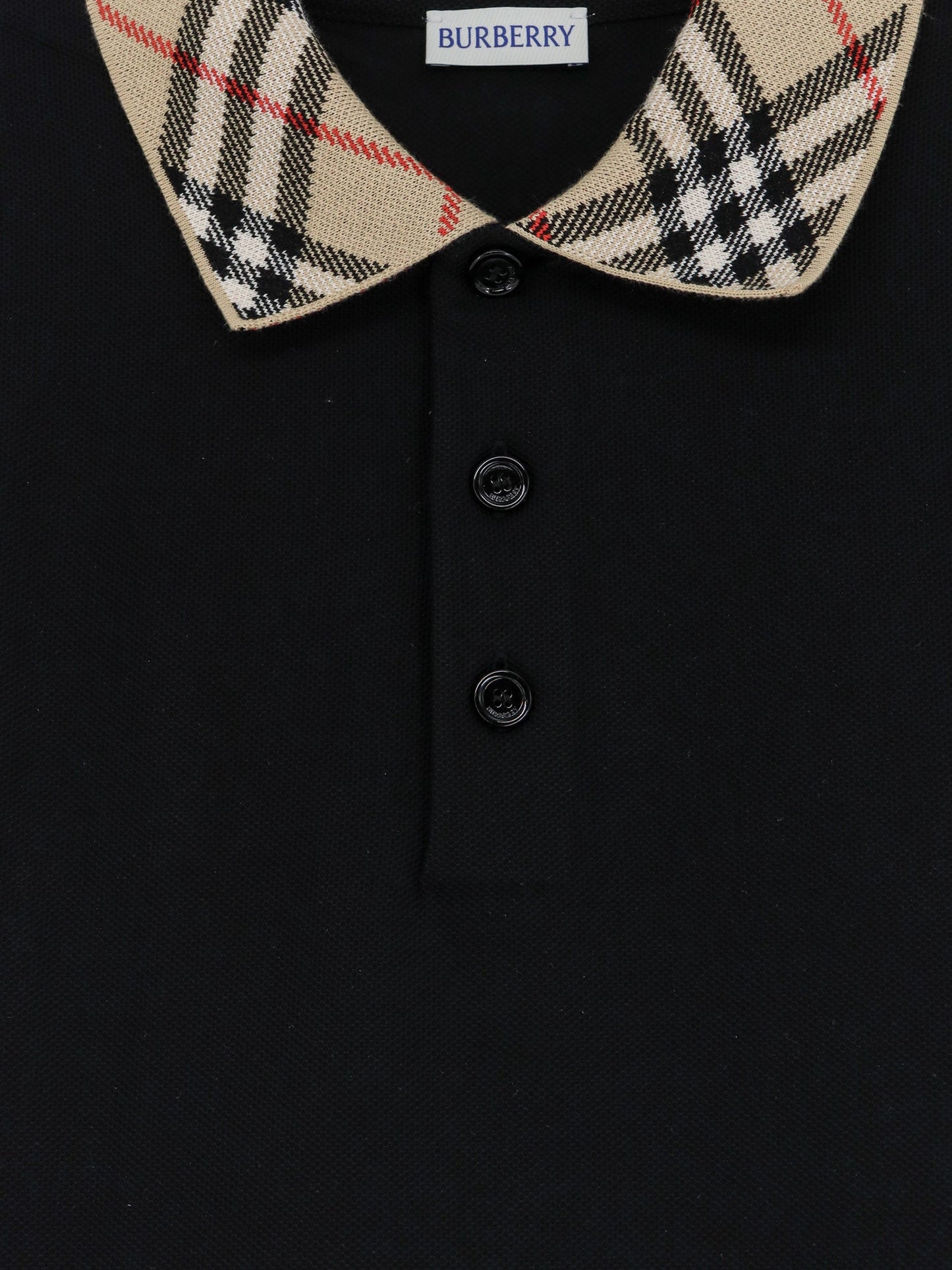 Burberry Men Cotton Polo Shirt With Check Collar Detail BURBERRY