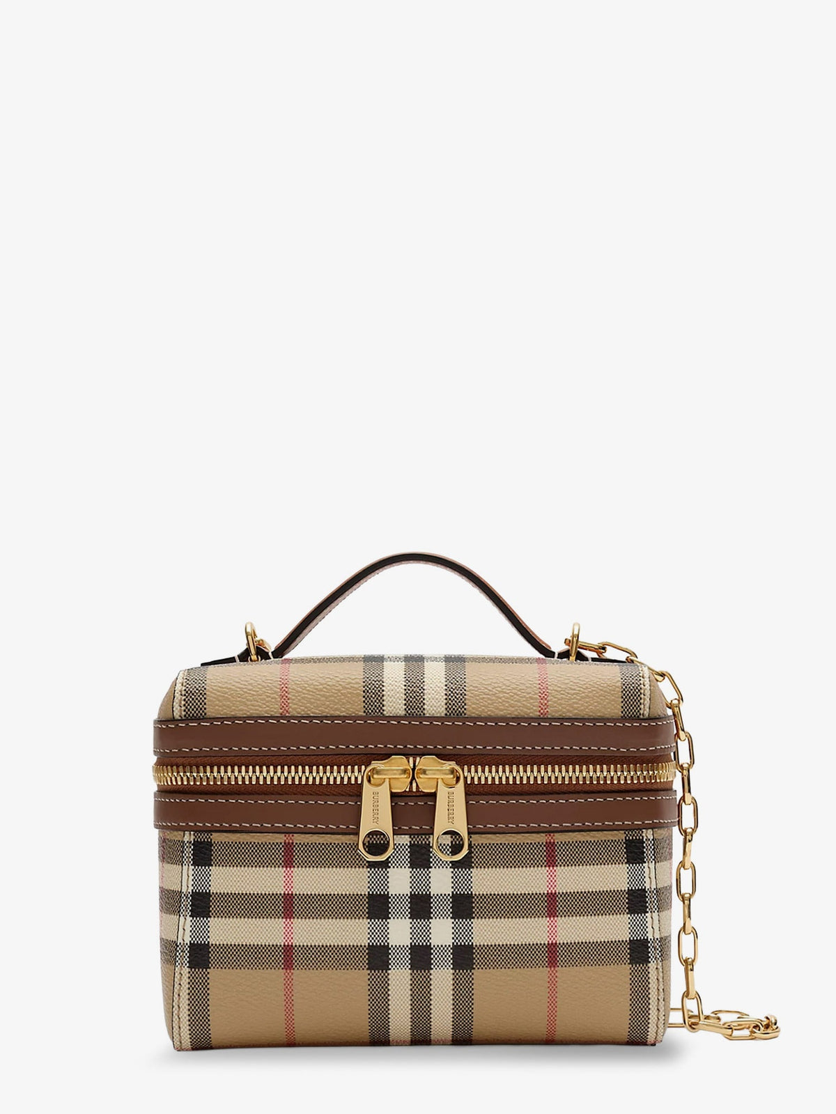 Burberry Women Vanity Mini Coated Canvas Handbag With Check Motif BURBERRY