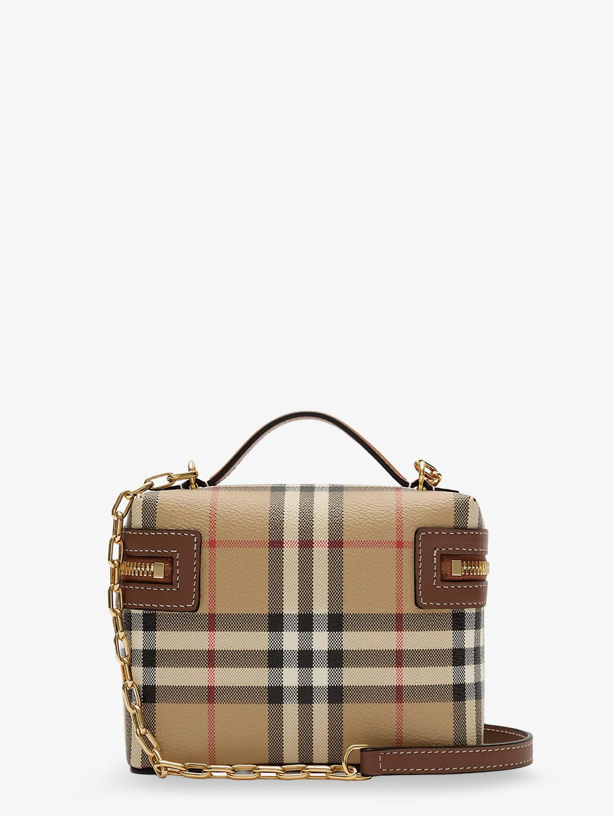 Burberry Women Vanity Mini Coated Canvas Handbag With Check Motif BURBERRY