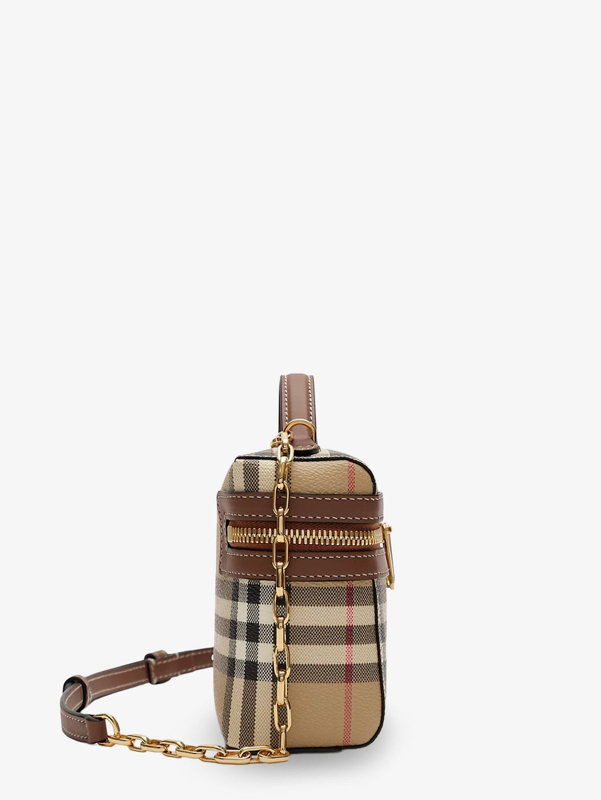 Burberry Women Vanity Mini Coated Canvas Handbag With Check Motif BURBERRY