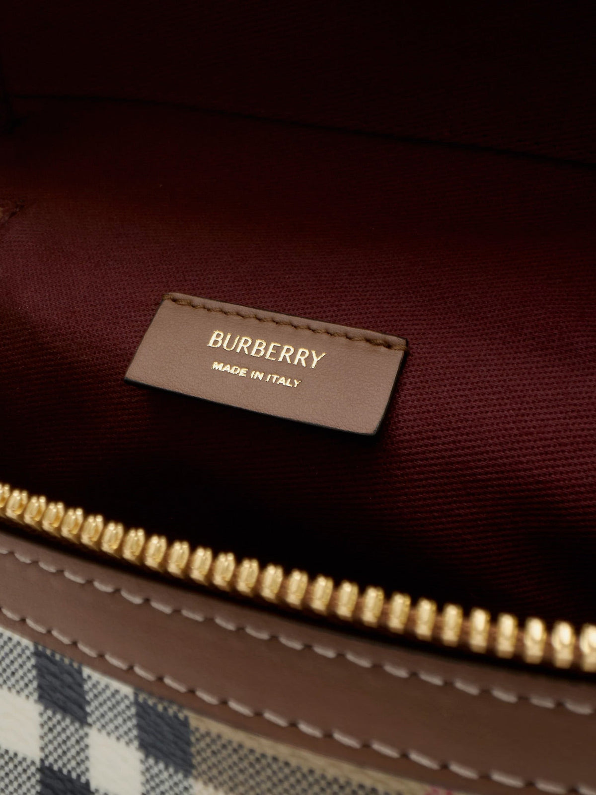 Burberry Women Vanity Mini Coated Canvas Handbag With Check Motif BURBERRY