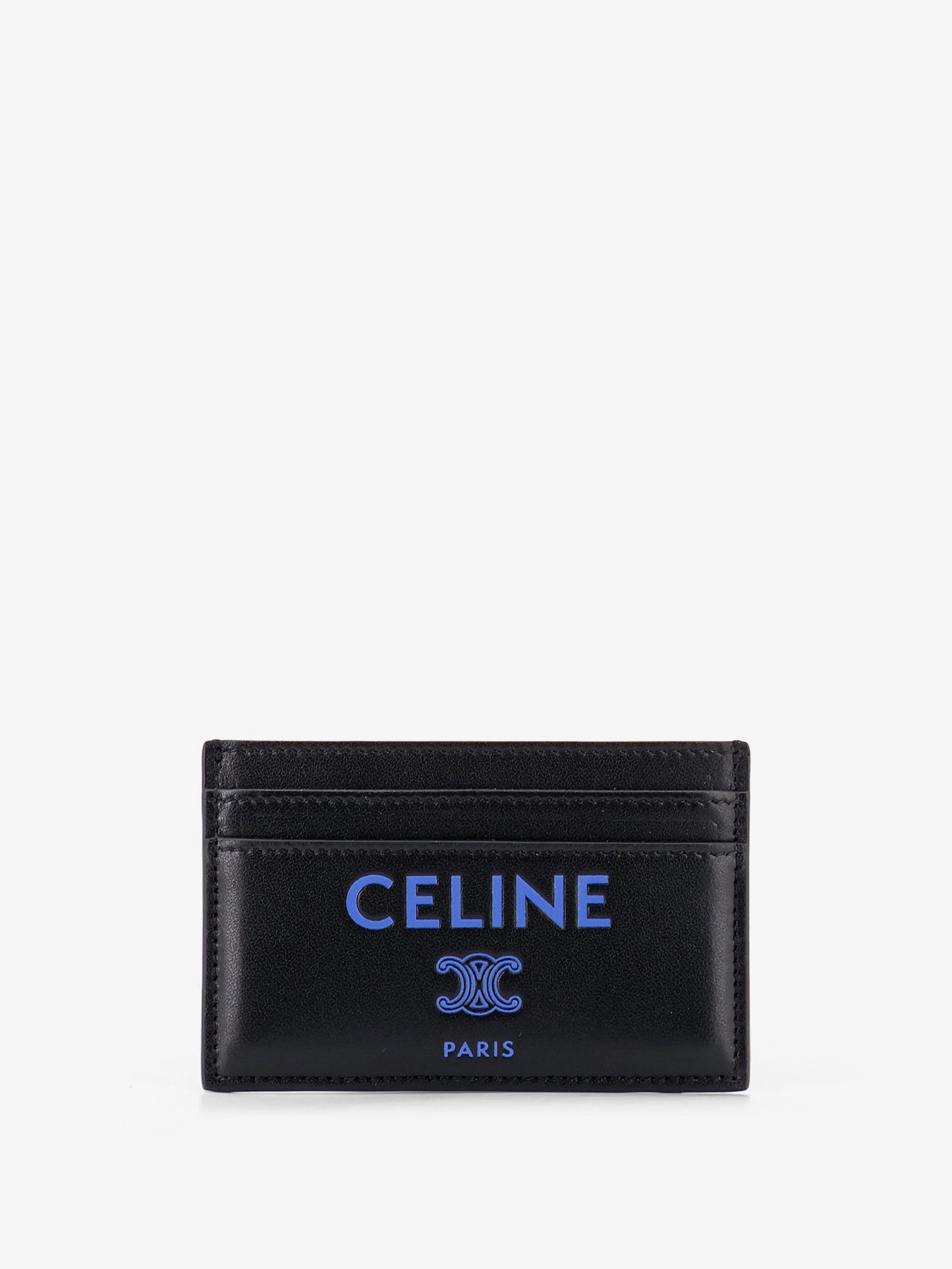 Celine Men Leather Card Holder With Front Logo Print CELINE