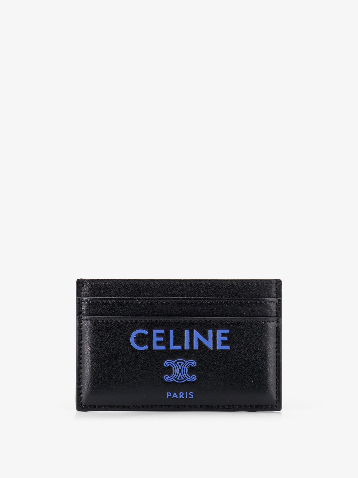 Celine Men Leather Card Holder With Front Logo Print CELINE