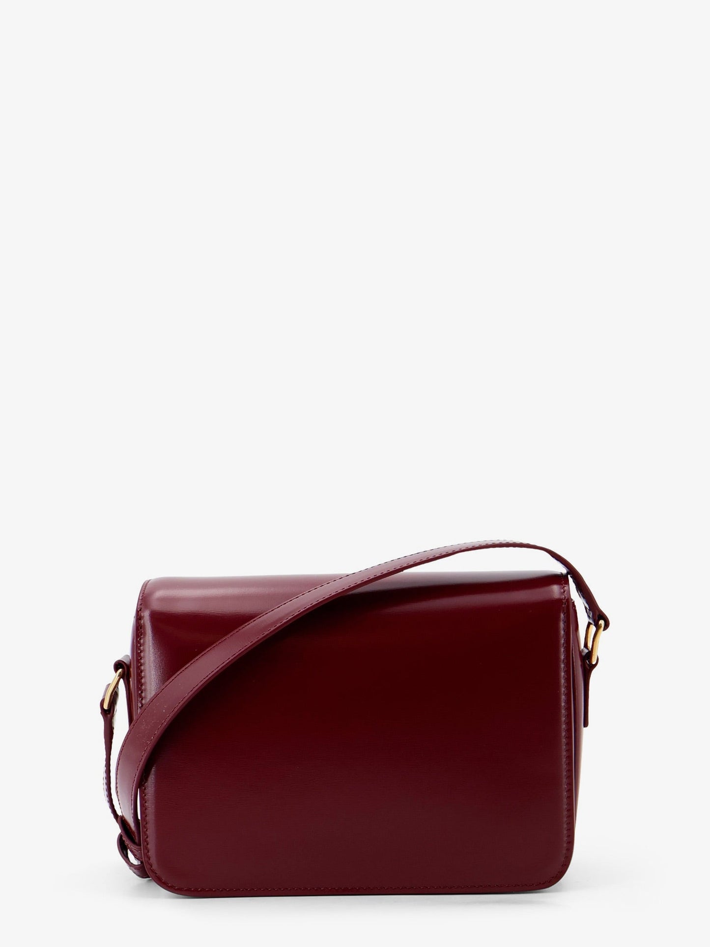 Celine Women Teen Triomphe Leather Crossbody Bag With Enameled Triomphe Logo CELINE