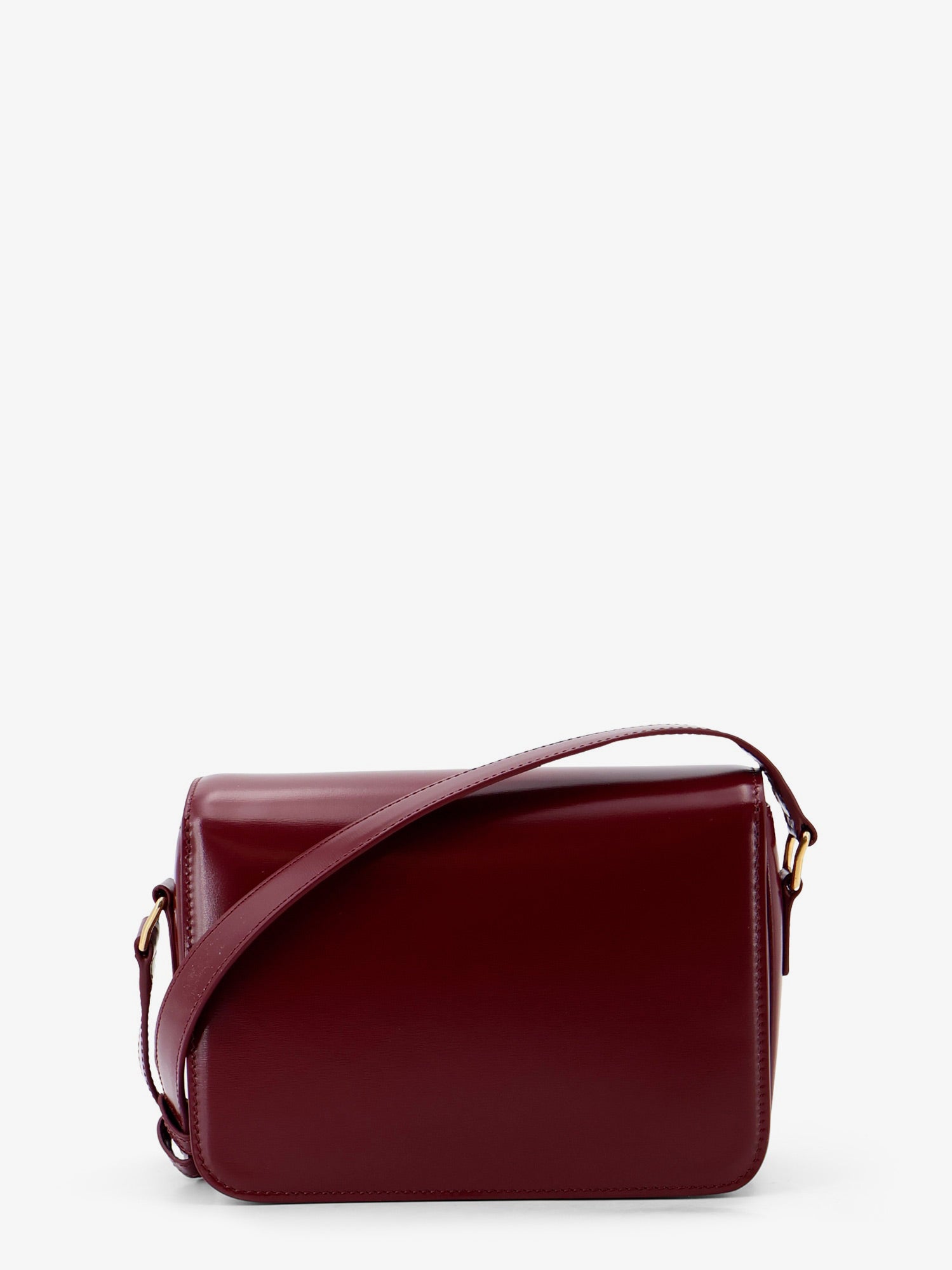 Celine Women Teen Triomphe Leather Crossbody Bag With Enameled Triomphe Logo CELINE